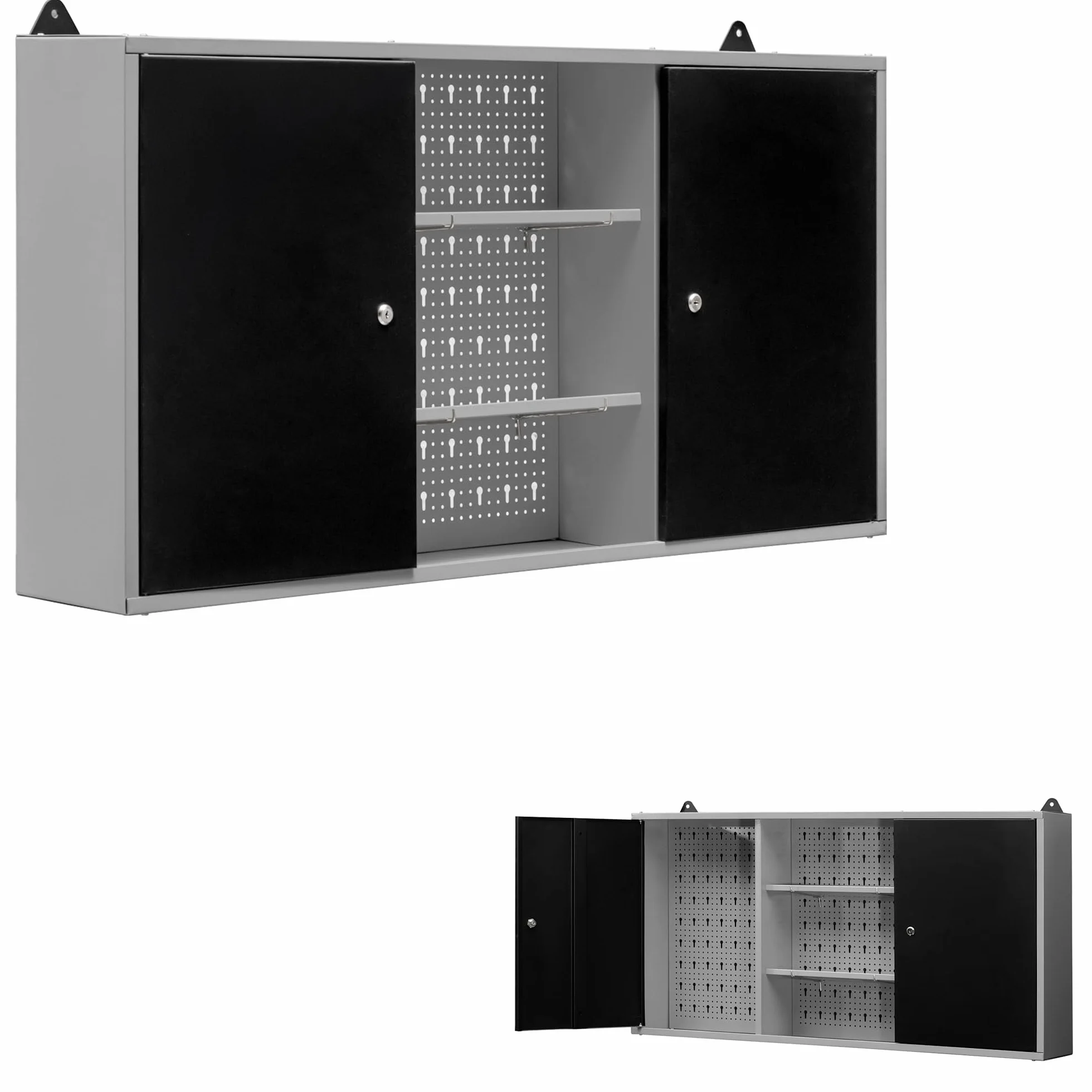 Armario Metalico de Pared 120x60x20cm con Estanterías y Cerradura MB03G