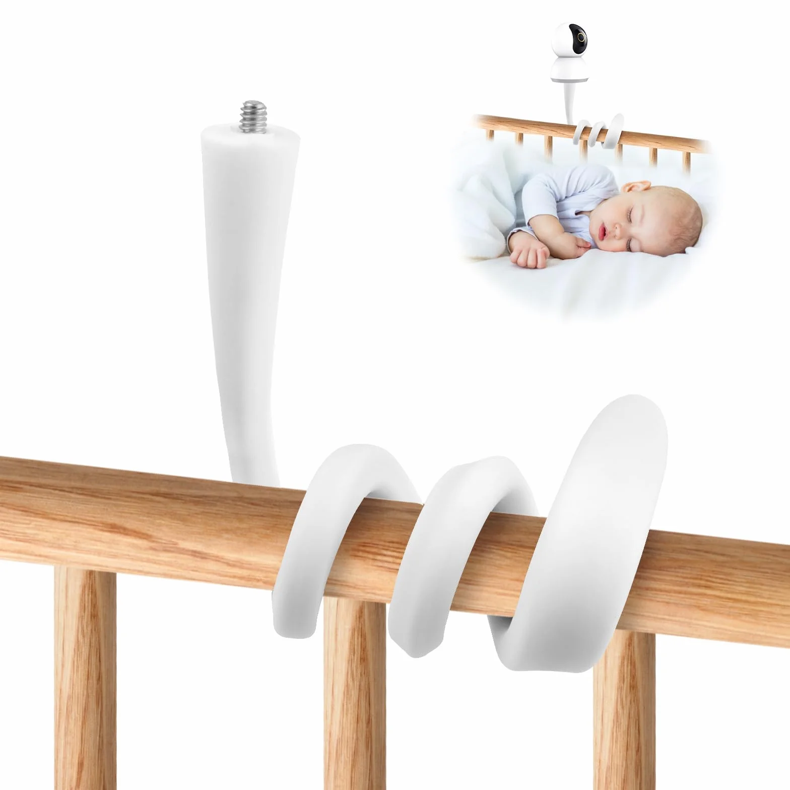 Soporte Camara Vigilancia Bebe Universal, Soporte Vigilabebes con Tornillo 1/4", Soporte Camara Bebe con Palo Flexible, Soporte para Monitor de Bebé, Compatible con la Mayoría de Vigilabebés