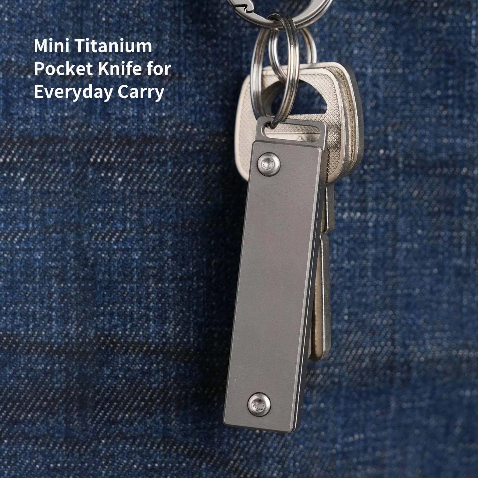 TKK1 Mini navaja de bolsillo de titanio, utilidad EDC con llavero, mini cuchillo plegable de titanio con hoja D2, herramienta EDC para acampar, senderismo y al aire libre