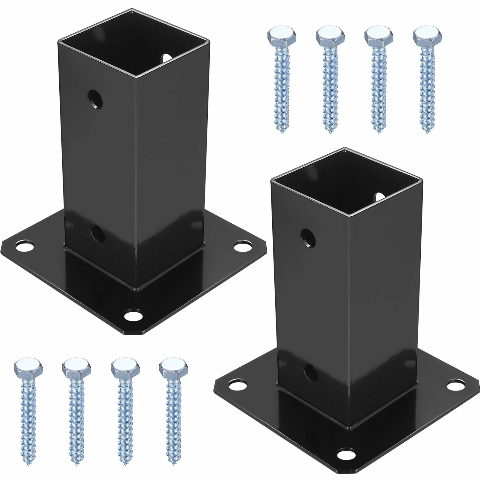 2 Pcs Soporte de Postes para Vallas Cuadrado, Soportes de Poste, Base de Poste de Anclaje Poste Atornillable para 60x60 mm Postes de Madera, Suelo Hormigón Jardin Cenadores Barandillas Buzón