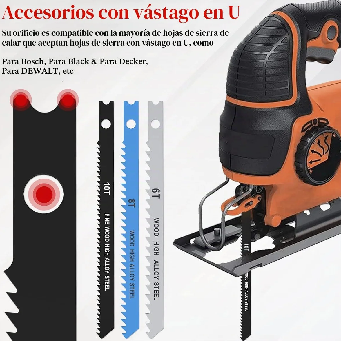 Juego de 25 hojas de sierra de calar 6T 8T 10T de acero de alto carbono, vástago en U