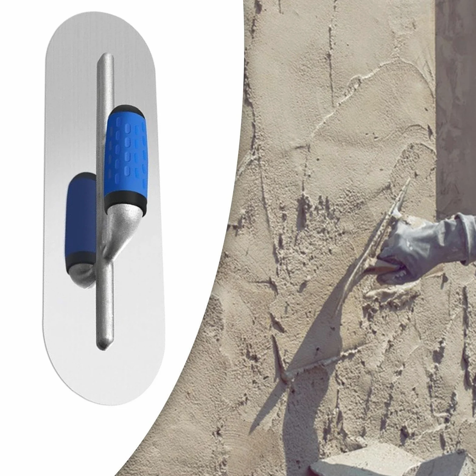 perfk Piscina de acabado de la llana, profesional, eficiencia, cómoda ergonomía de acero inoxidable para cemento de tablero de yeso, 40cmx10cm