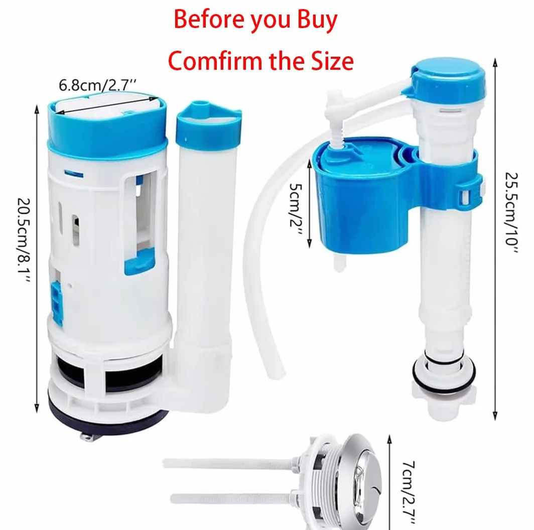 Kit De Válvula De Doble Descarga - Conjunto De Botón Ajustable para Tanque De Inodoro, Acero Inoxidable, Universal, a Prueba De Fugas, Compatible con Tanques De Inodoro De 20 a 25 Cm De Altura