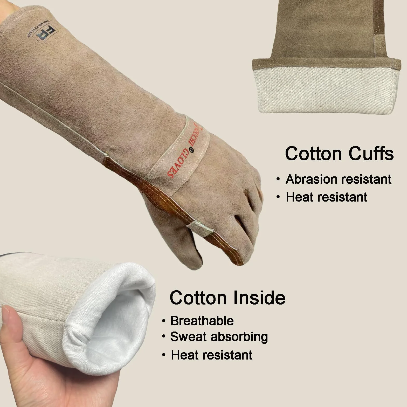 Guantes de soldadura de cuero vacuno para barbacoa, guantes de manga larga ignífugos y resistentes al calor para barbacoa, lucha contra incendios, chimenea, horno, horno, estufa, soporte para
