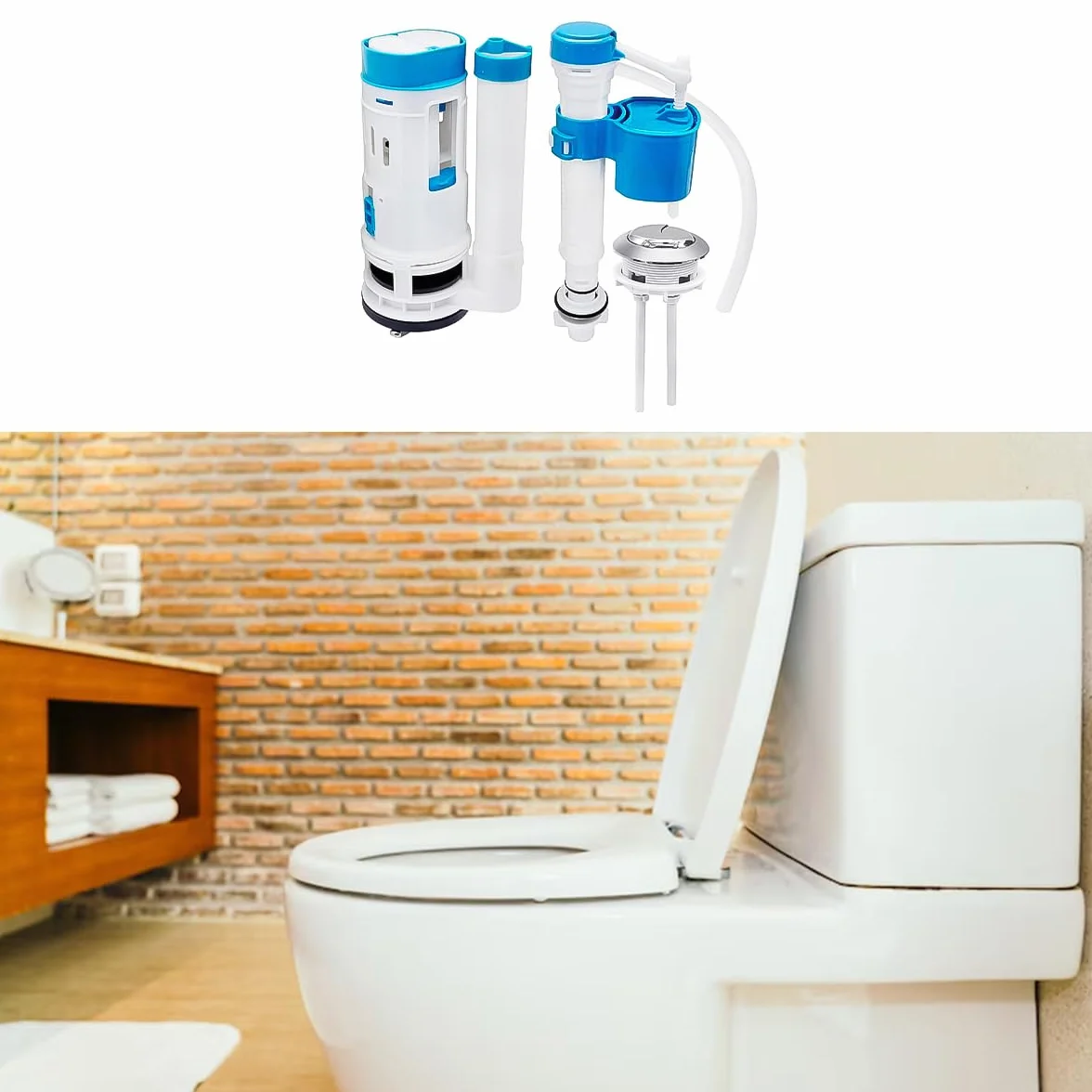 Kit De Válvula De Doble Descarga - Conjunto De Botón Ajustable para Tanque De Inodoro, Acero Inoxidable, Universal, a Prueba De Fugas, Compatible con Tanques De Inodoro De 20 a 25 Cm De Altura