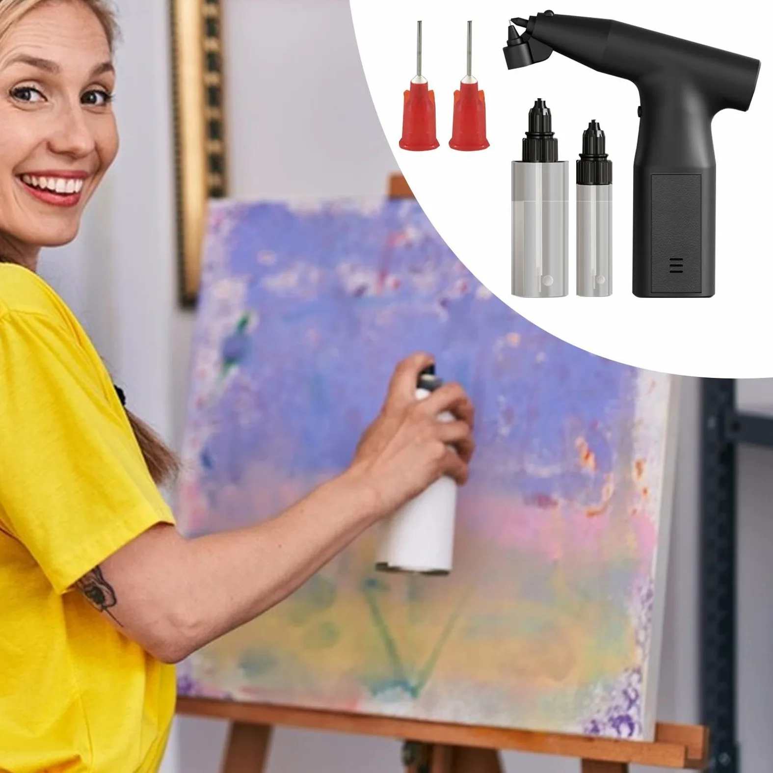 Pulverizador de pintura eléctrico - Pulverizadores de pintura con bomba de aire, rociador de pintura para valla | Pulverizador de pintura portátil con 2 contenedores, pulverizadores de pintura portil