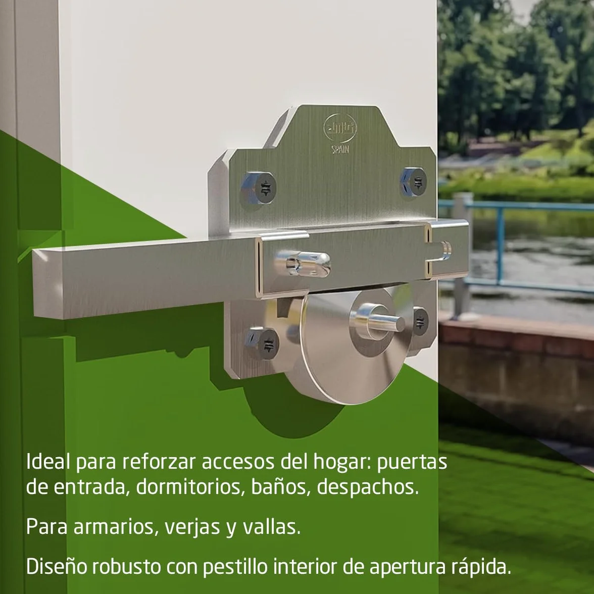 Amig - Cerrojo de Seguridad con Cilindro Redondo – Alta Resistencia a Extracción – Incluye 5 Llaves – 153 x 88 mm - Cerradura de Sobreponer - Acero - Cilindro 50 mm - Plateado