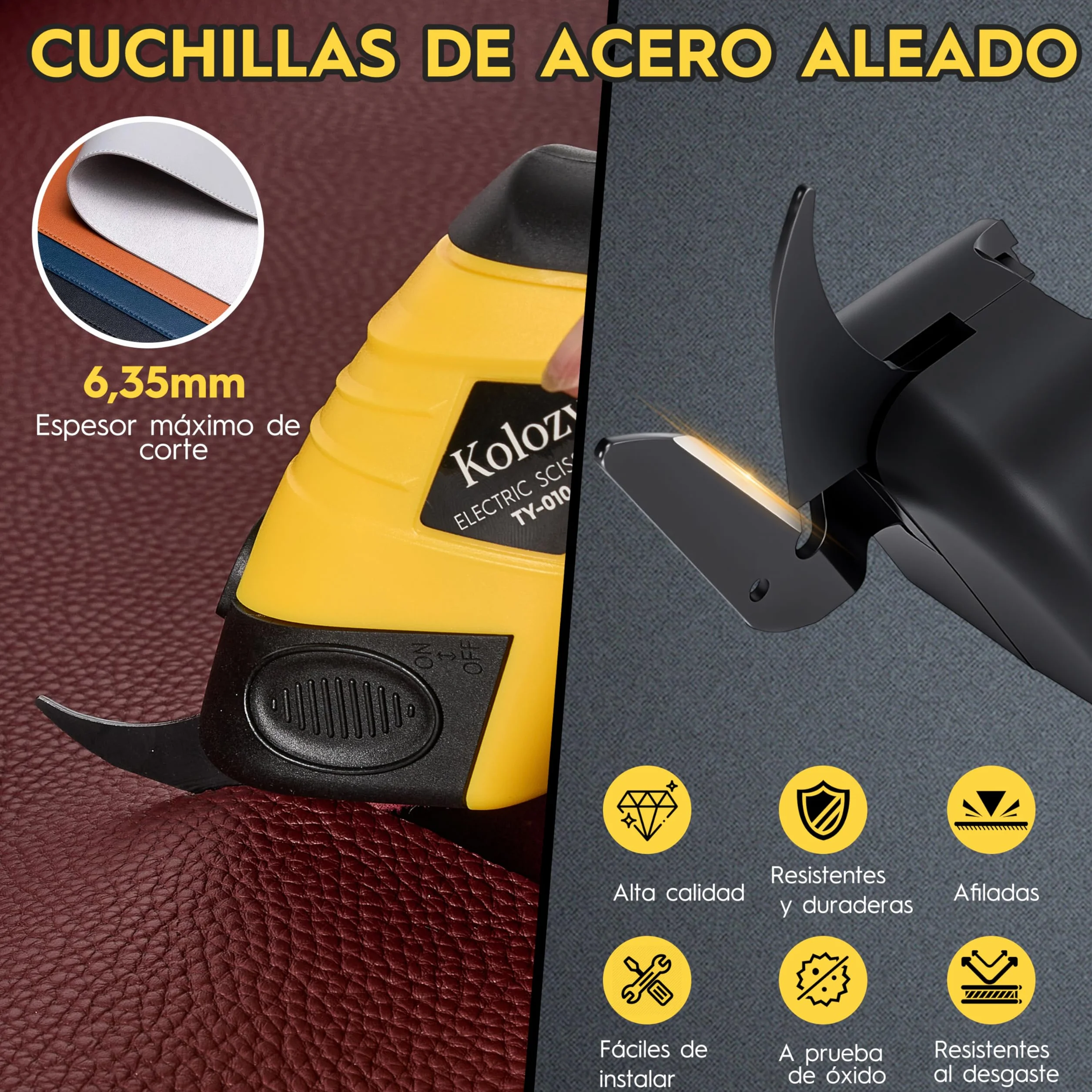 Tijeras Eléctricas Costura sin Cable, Cortador de Carton Recargable 4V Batería 2500 mAh 10000 RPM con 2 Cuchillas, Cutter Eléctrico Apto para Tela Cartón Alfombras Fieltro Cuero Plástico