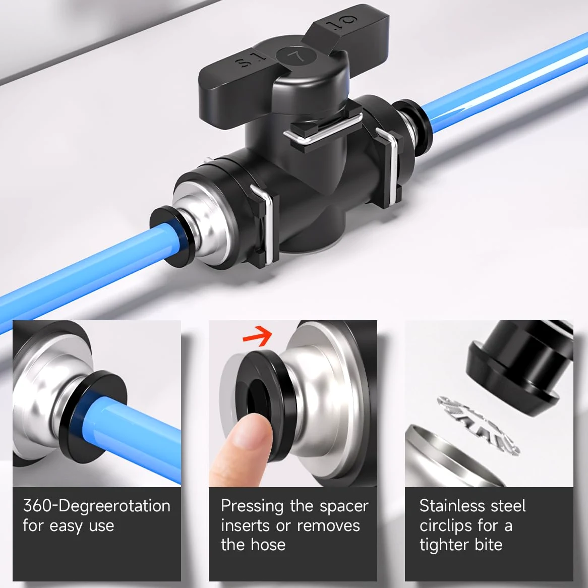 10 Piezas 8mm Negro Recta Neumática Control de Flujo de Aire Válvula de Bola de Empuje para Conectar Racor Neumático