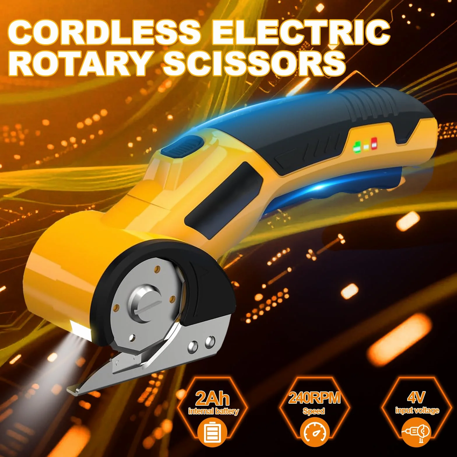 Tijeras eléctricas, cortador de cartón con batería, cortador de cartón eléctrico con 2 cuchillas de afilado, tijeras universales con batería para papel, cartón, alfombra, fieltro, plástico
