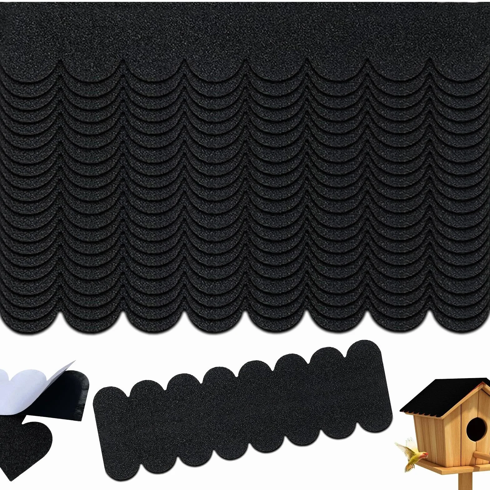 21 Piezas Tejas de Techo para Pajarera, Autoadhesivo Tejas de Fieltro Impermeables, Cortable Tela Asfáltica para Pajareras, Negro, para Pajareras, Casas para Conejos y Casas para Perros