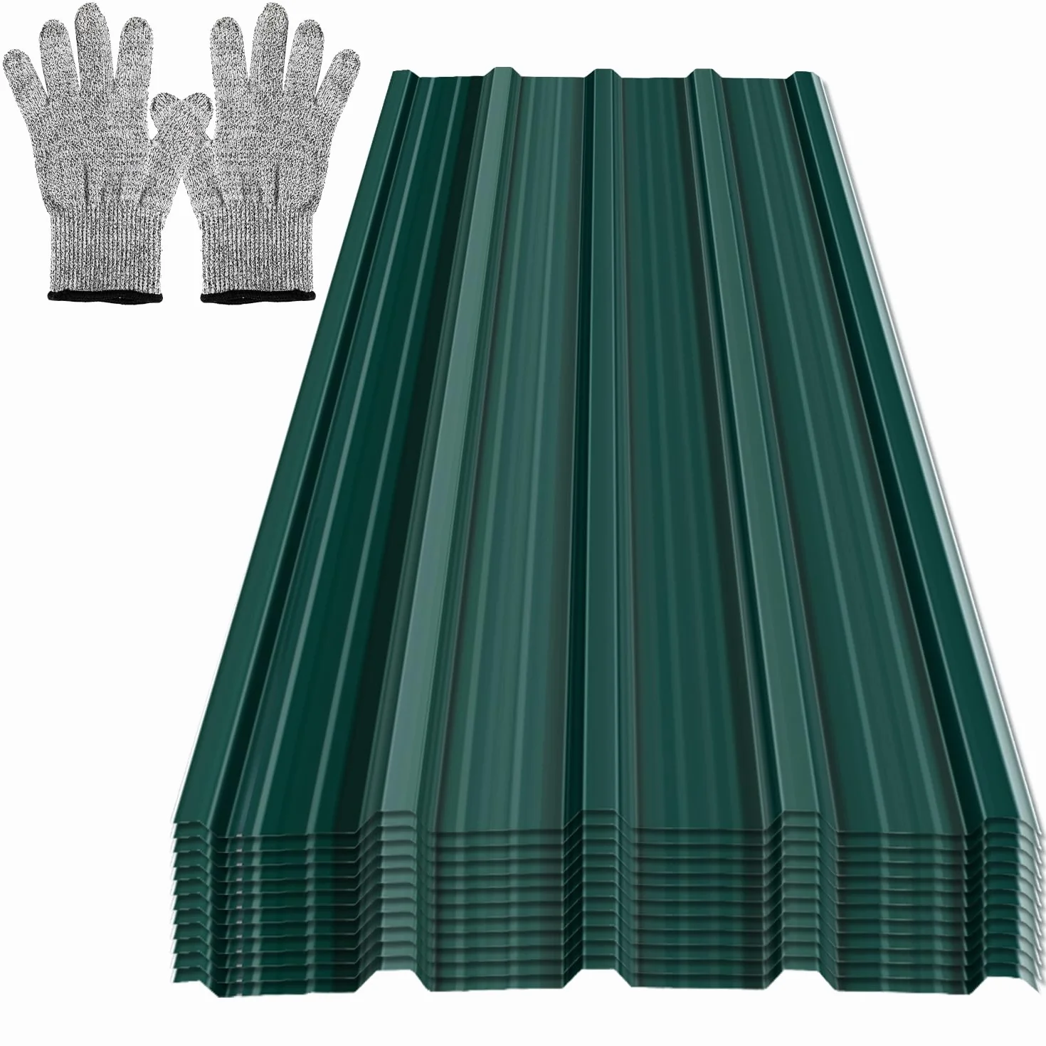 Juego de 12 placas de chapa trapezoidal galvanizadas para techos – Láminas de acero verdes y robustas con protección contra la oxidación, ideales para garajes y cubiertas de techo, superficie