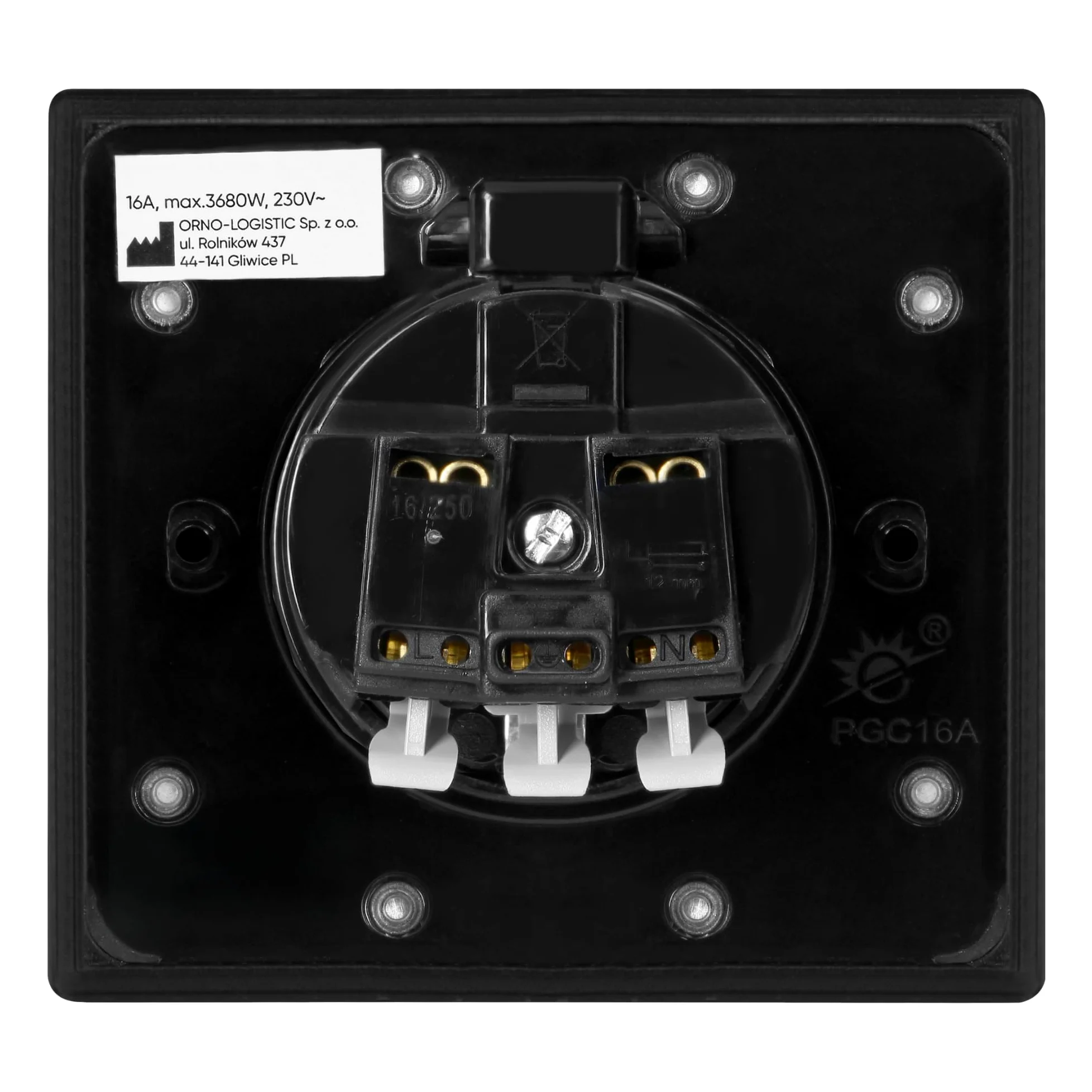 Enchufe Empotrable Negro Mate de Diseño Moderno | Con Tapa Hermética IP44 para Baño y Cocina | Enchufe de Pared Tipo Schuko Premium 1x2P+T (Negro)