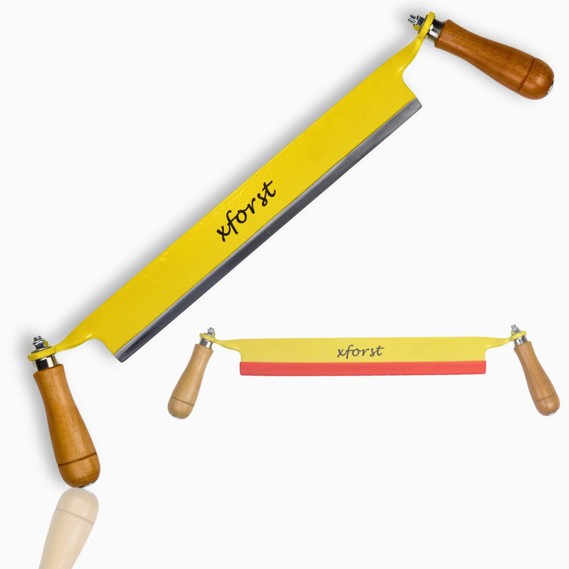 Xforst Cuchillo de Dibujo X-ET33 – Herramienta de Carpintería 26 cm – Cuchillo de Desbaste para Madera con Hoja de Acero al Carbono y Mangos de Madera – Ideal para Quitar Corteza y Tallar