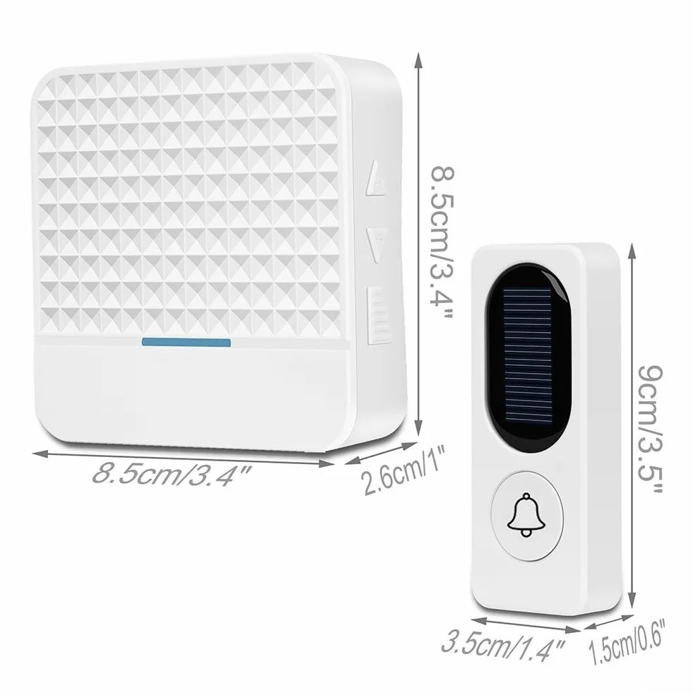 Timbre inteligente inalámbrico con energía solar, timbre inteligente inalámbrico, timbre de música de larga distancia para hogares grandes, timbre de video inteligente con vista en vivo, detección