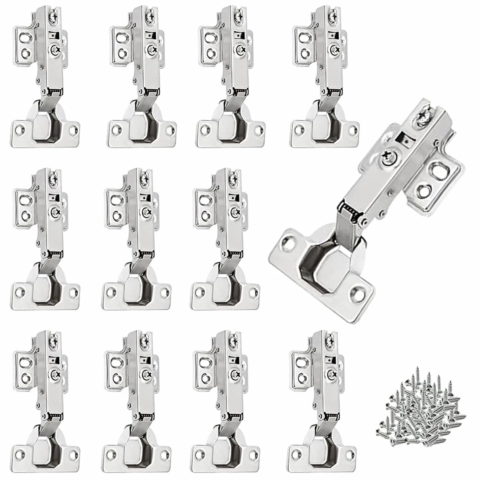 Bisagras Puerta Armario, 12 Piezas Bisagras Puertas Cocina, Bisagra con Amortiguador Cierre Automático, Bisagra Puertas Cocina Armario con Tornillos, Otalmente Solapado de Apertura de 110°
