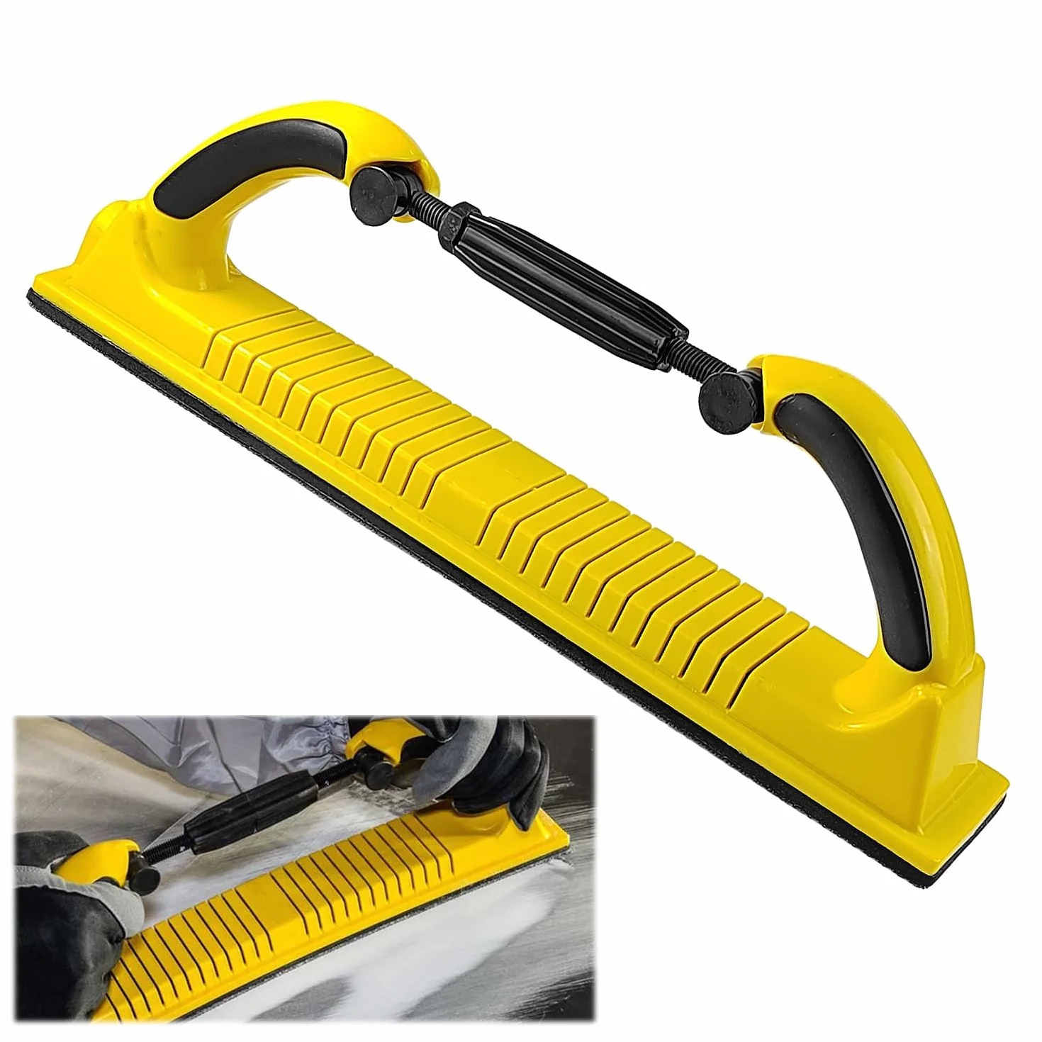Bloque de Lijado Manual Profesional Amarillo, Lijadora Manual, Herramienta de Lijado Manual Lija de 70 x 400mm,Lijadora Madera, para Pulir y Esmerilar