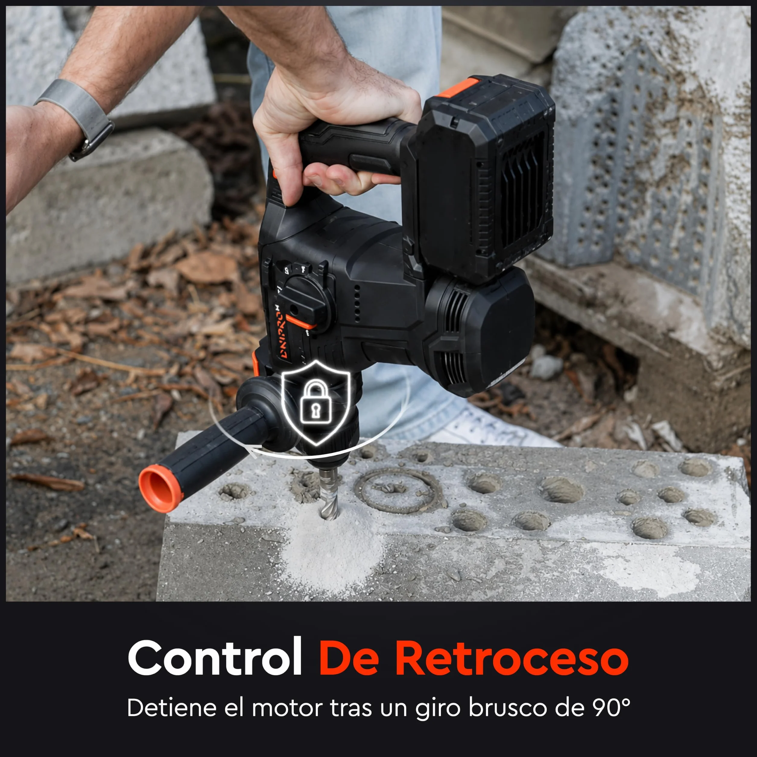 Martillo Perforador SDS Plus 20V Brushless con Batería 4Ah y Cargador, 4J, Ø26 mm Hormigón Armado, Antivibración, Protección Antirretroceso, DHR-203 BCX