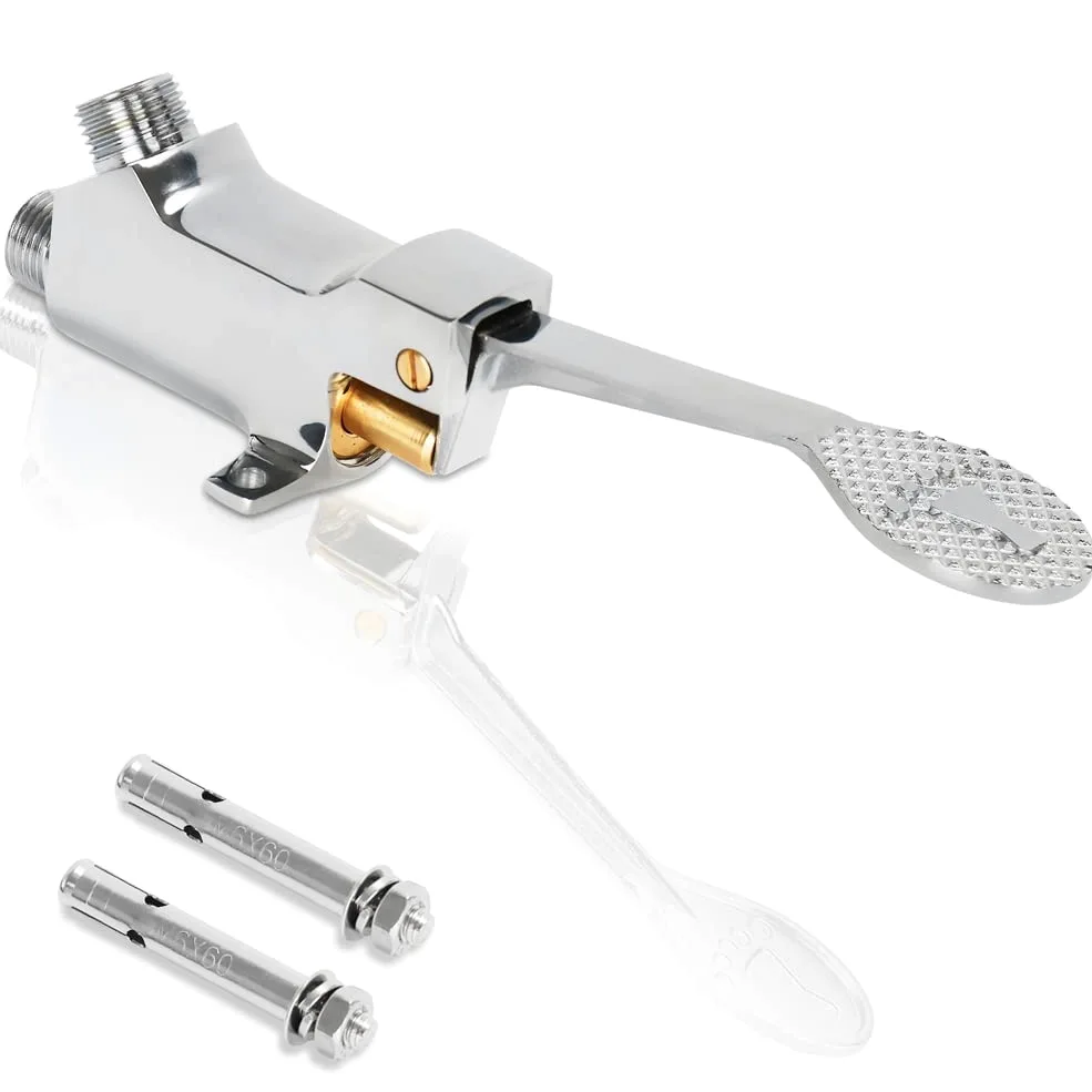 Válvula a Pedal Simple para Suelo LukLoy, Cromo Pulido Válvula de Agua Operada con el Pie para Cocina y Baño (1 paquete)
