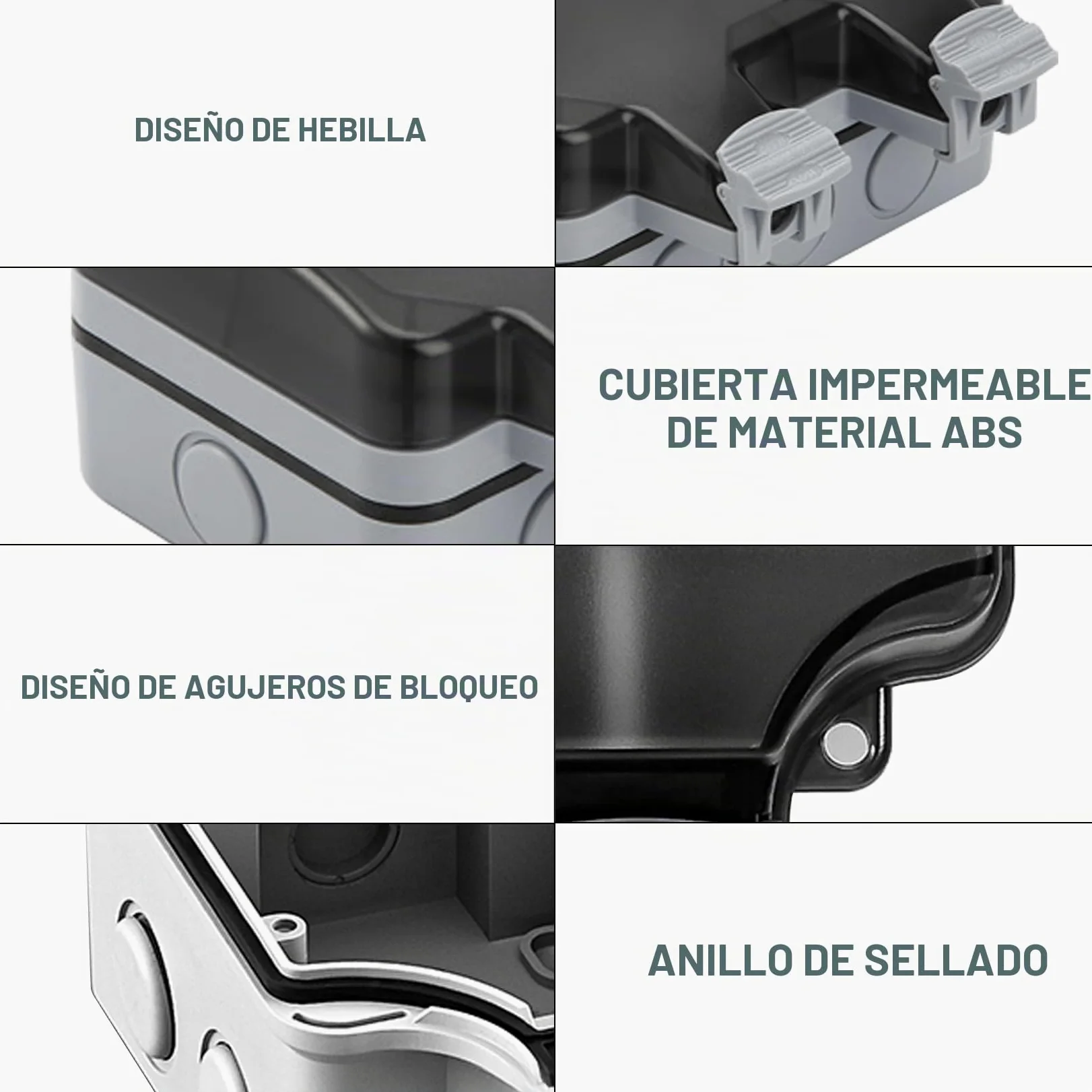 Enchufe exterior con puertos USB, enchufe de jardín, impermeable, IP66, contacto de protección con tapa abatible