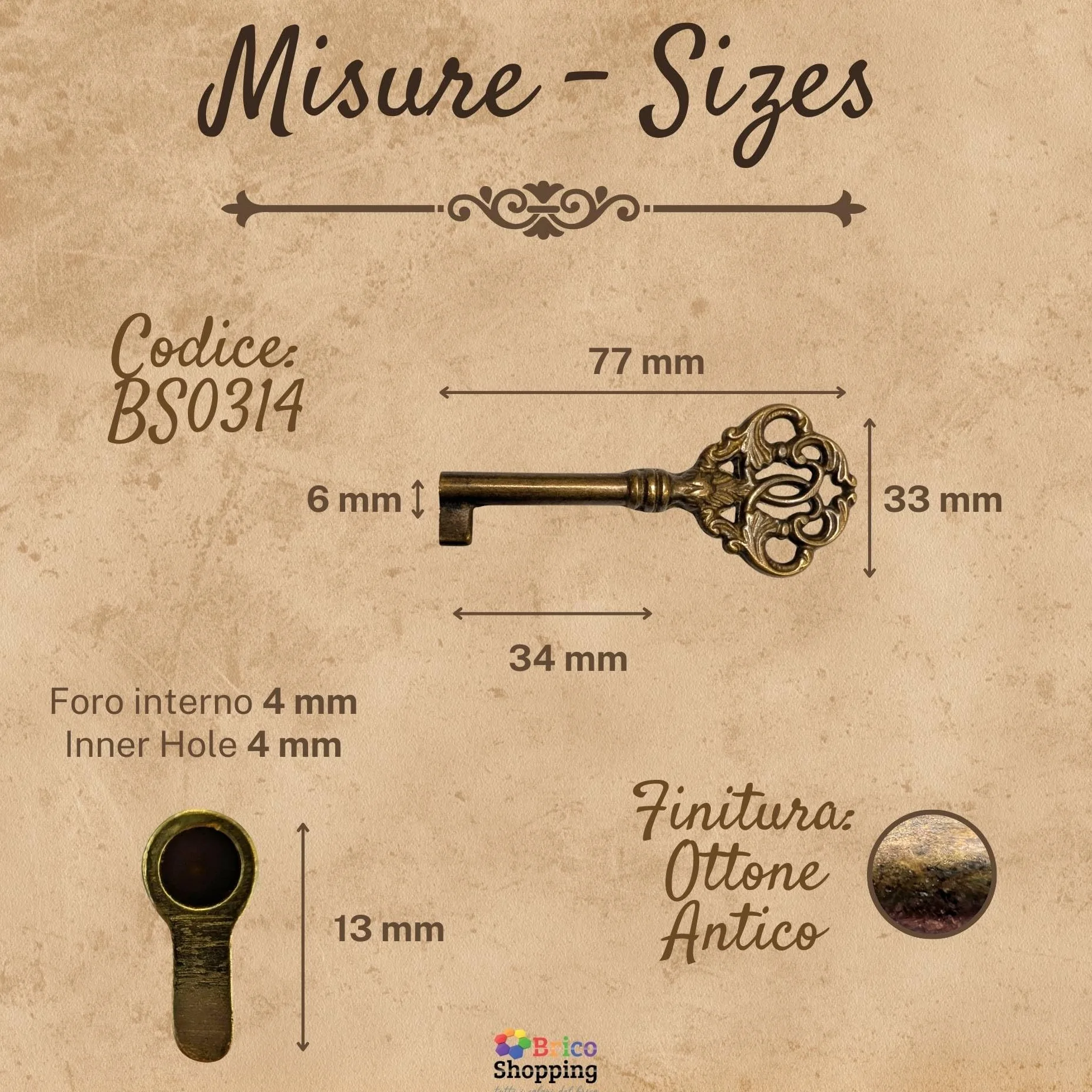 Llaves para muebles Arte Povera llave universal latón para armario antiguo clásico moderno