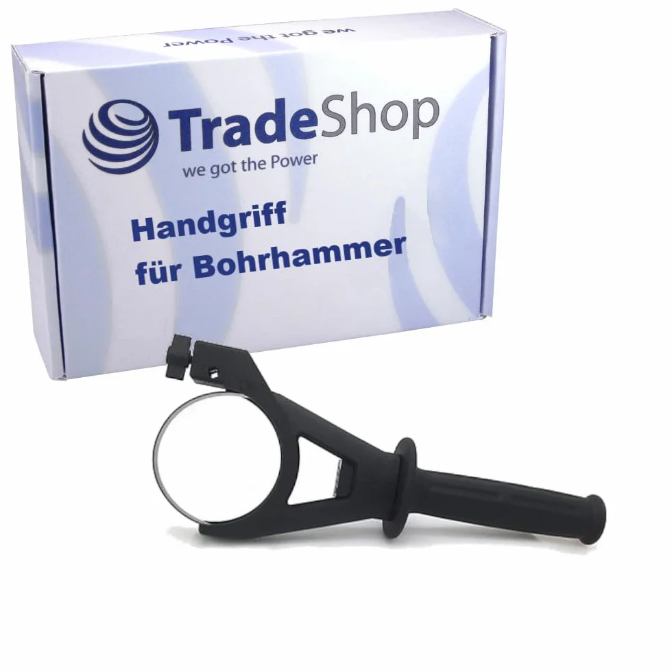 Trade-Shop Mango adicional/empuñadura/mango lateral para martillo perforador, taladro, lijadora/cuello ajustable de 75 mm – 87 mm de diámetro