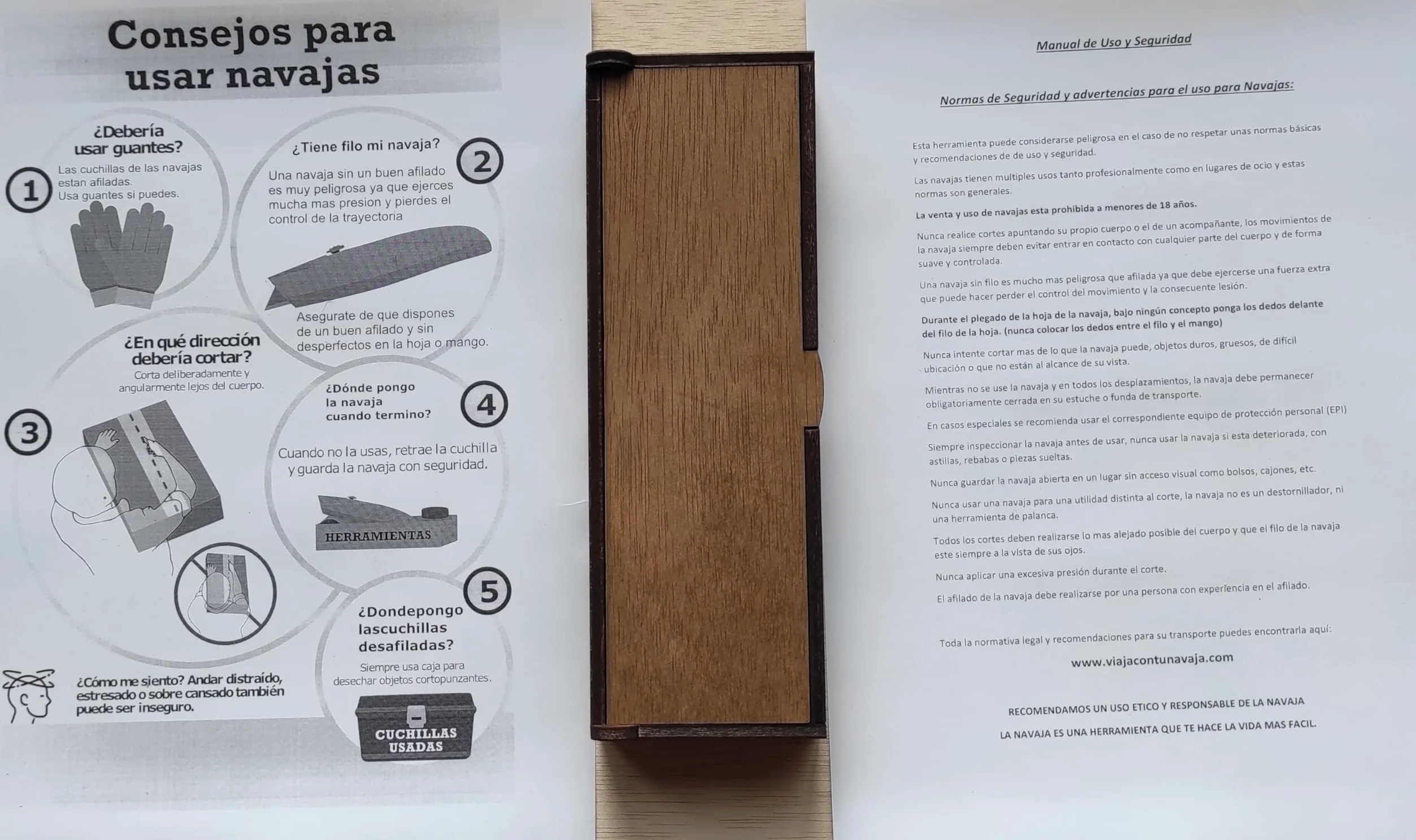Genérico Navaja de Artesania 8.5 cm de hoja personalizado con tu nombre en cajita de madera. Virola cuadrada.