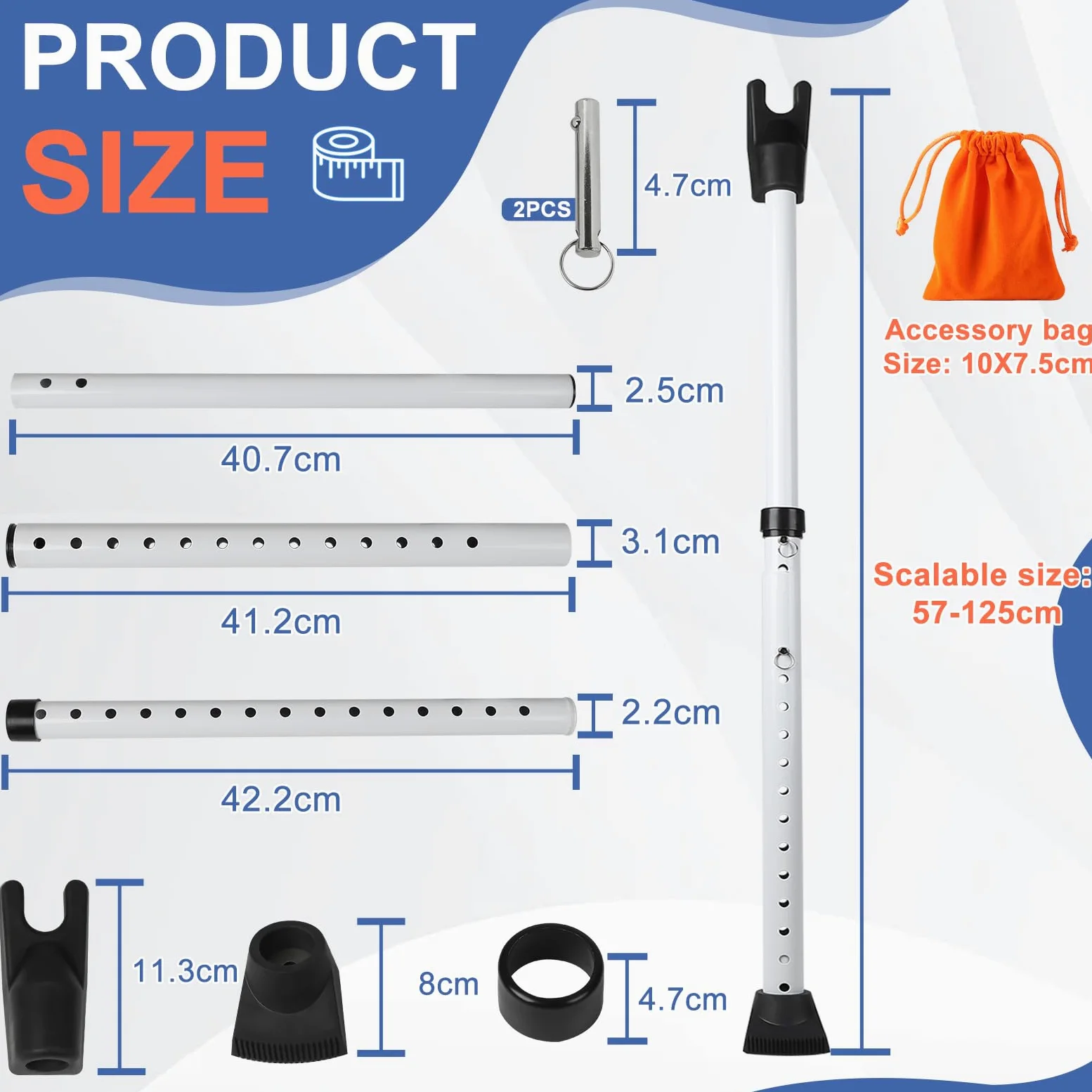 Barra de Seguridad para Puertas, Ajustable 57-125 cm, Barra Antirrobo Puerta para Puertas Correderas y Ventanas Correderas, para Pisos, Habitaciones de Hotel y Casas