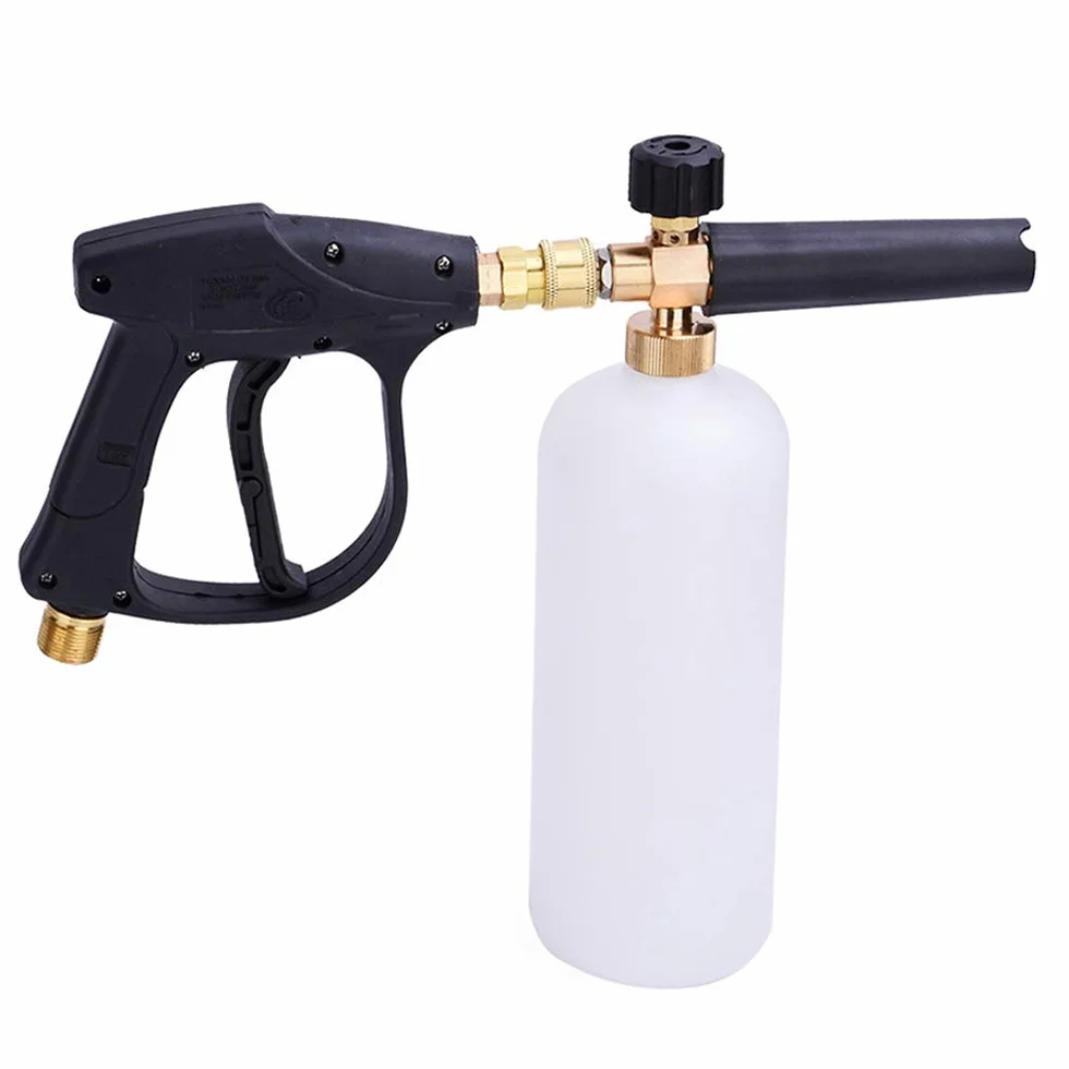 Stone Banks Arandela de Alta Presión Pistola de Espuma de Nieve con M22 Conector de Rosca Entrada y 1L Dispensador Ajustable Boquilla Botella de Lanza de Espuma
