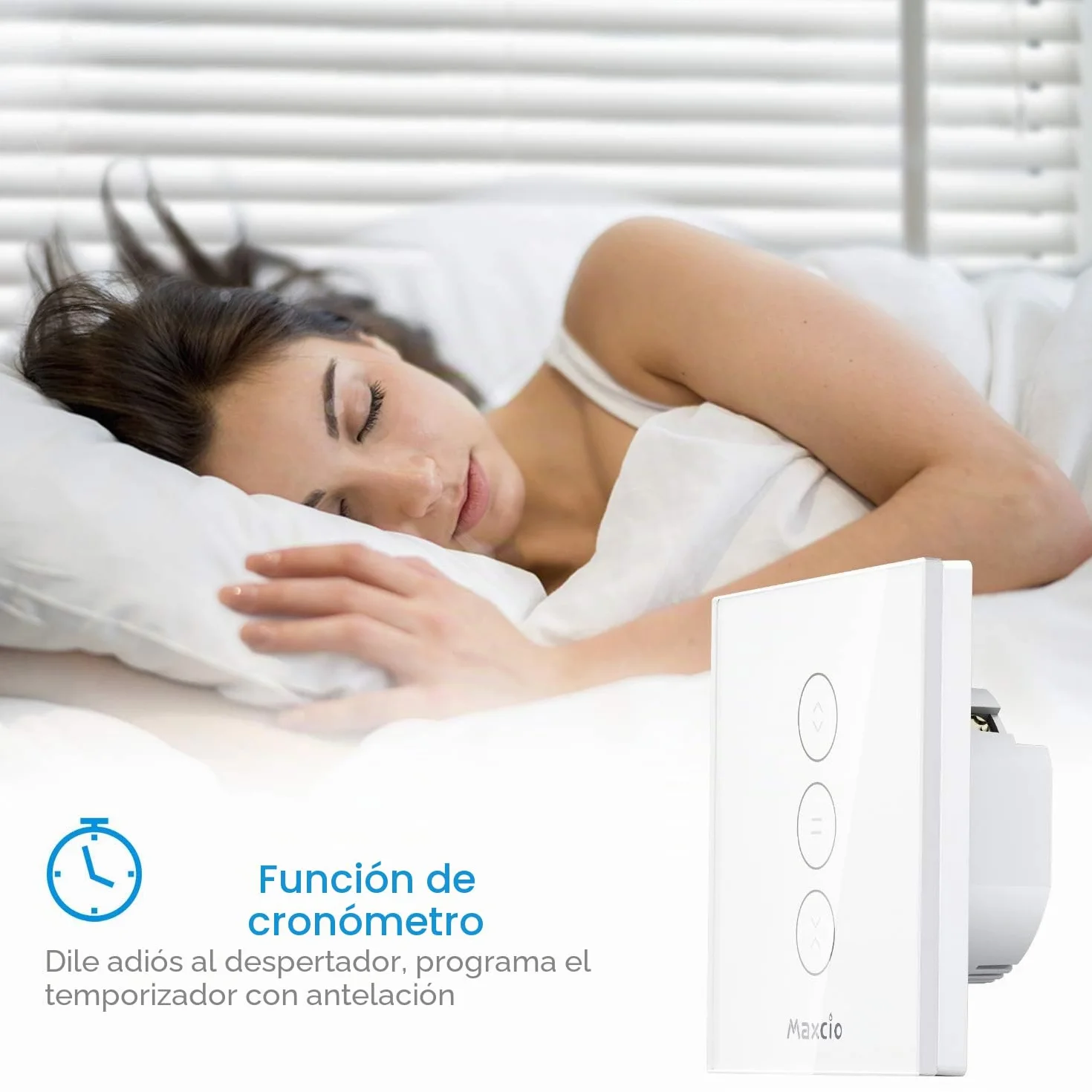 Maxcio Interruptor de Persiana WiFi, Control Inteligente de Persiana compatible con Alexa, Google Assistant, Control por voz y Control Remoto, Temporizador