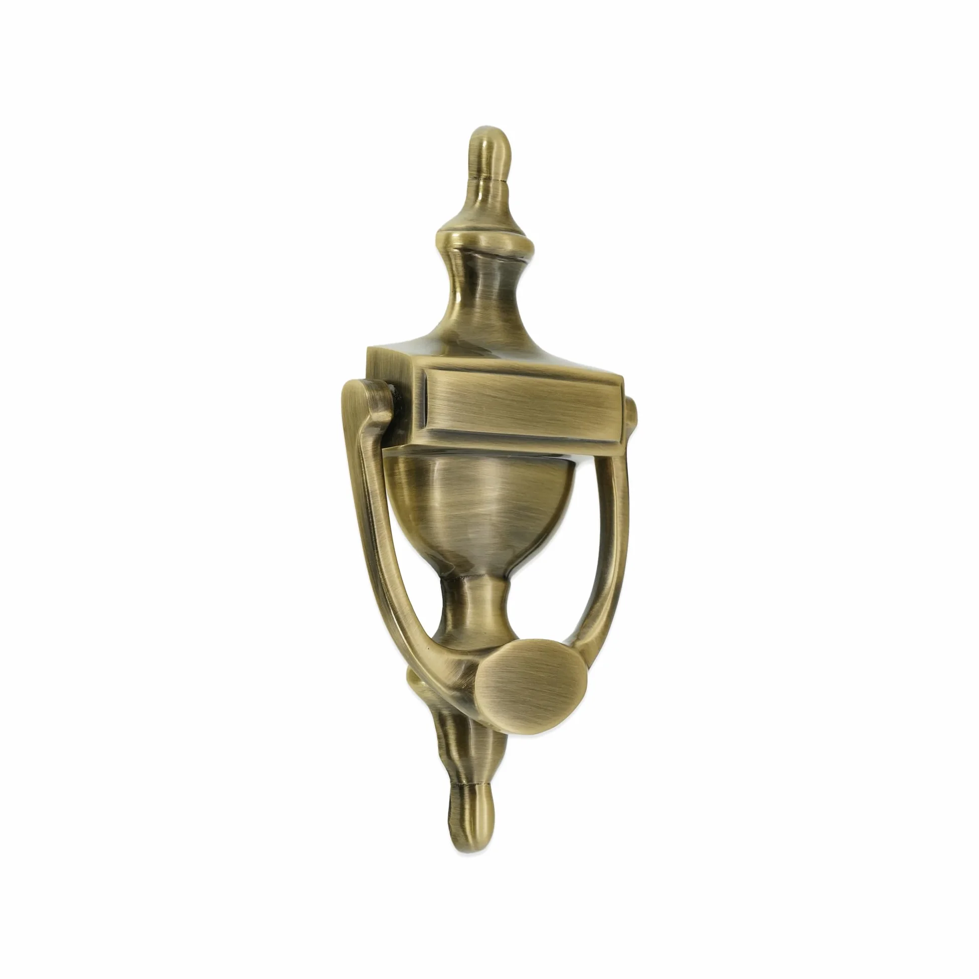 Infinity Decor Aldaba de puerta estilo victoriano de latón macizo de 6 pulgadas en acabado de latón antiguo, aldaba de mano de alta calidad para muebles de puerta delantera de entrada