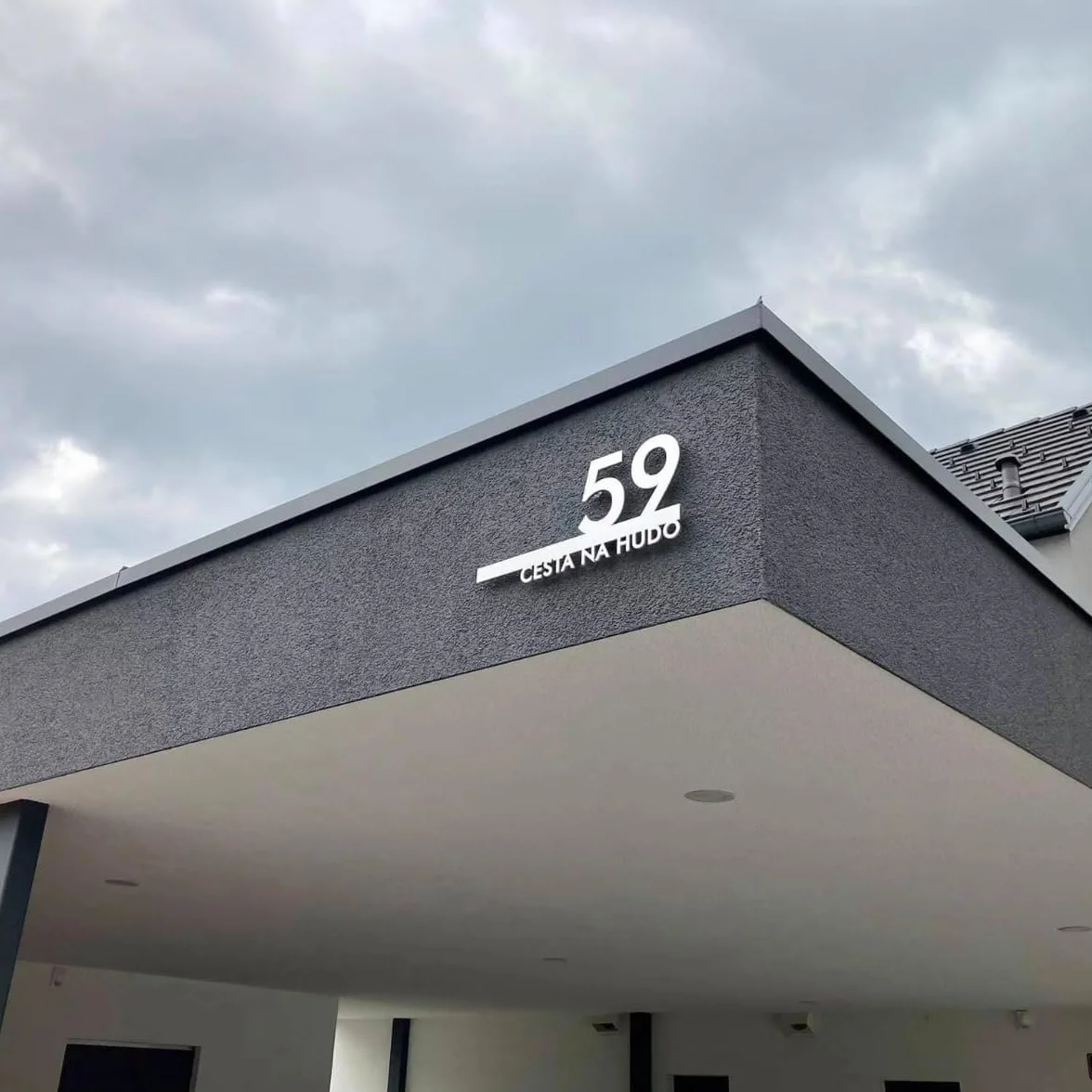 Letrero de metal moderno con el número de la casa, letrero de dirección de casa personalizado con nombre de calle (1)