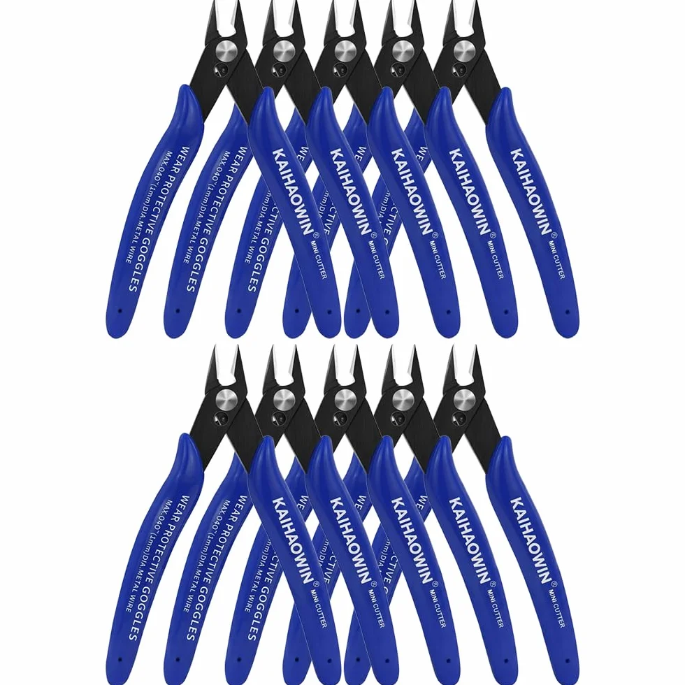 KAIHAOWIN 10 PCS Alicates de Corte Diagonal, Alicates de Corte Electricista 127 mm, Alicates de Precision para Modelismo, Artesanía, Electrónica, Joyería