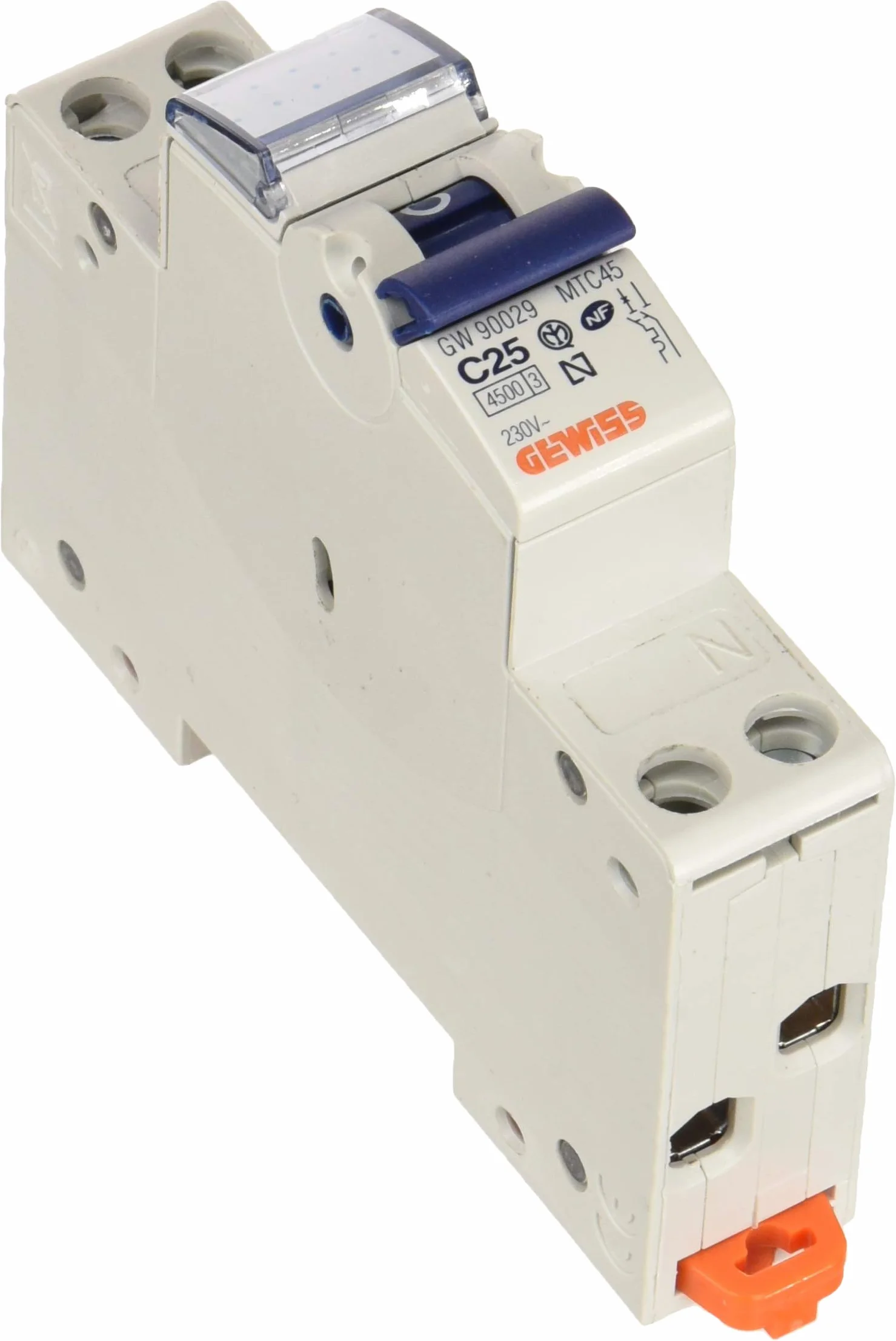 Gewiss mtc 45 - Interruptor magnetico compuerta 1 polo+neutro c25 4,5ka 1 módulo