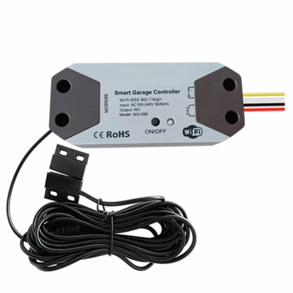 Abridor de garaje inteligente WiFi para TUYA 12-24V con sensor magnético para monitoreo remoto e integración de voz a través de Smartphone