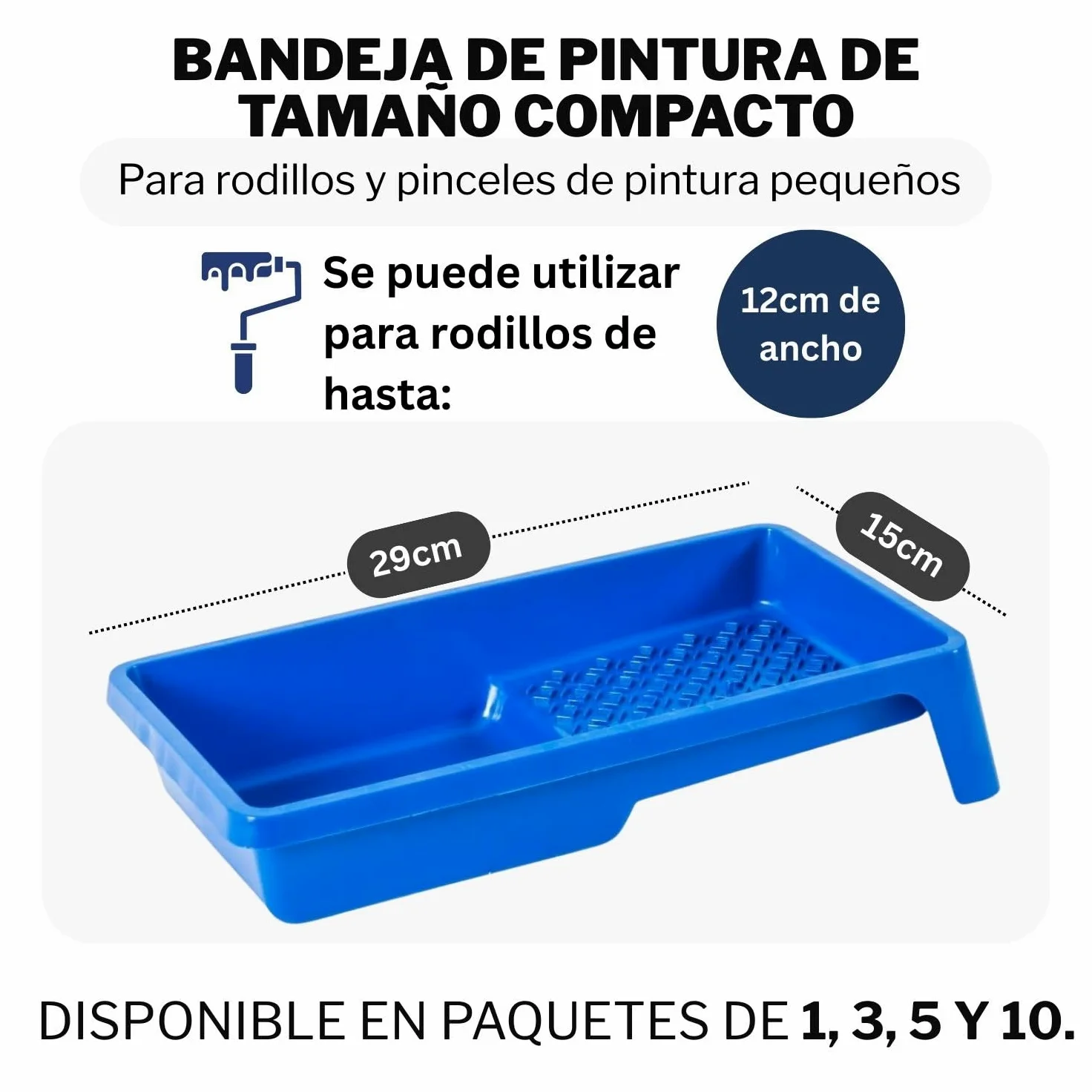 5 bandejas de Pintura de 15 x 29 cm, Bandeja de Pintura para Pintura de Pared, Bandeja de plástico Azul, Ancho 15 cm, Longitud 29 cm, Accesorios de Pintura, Suministros de Pintura
