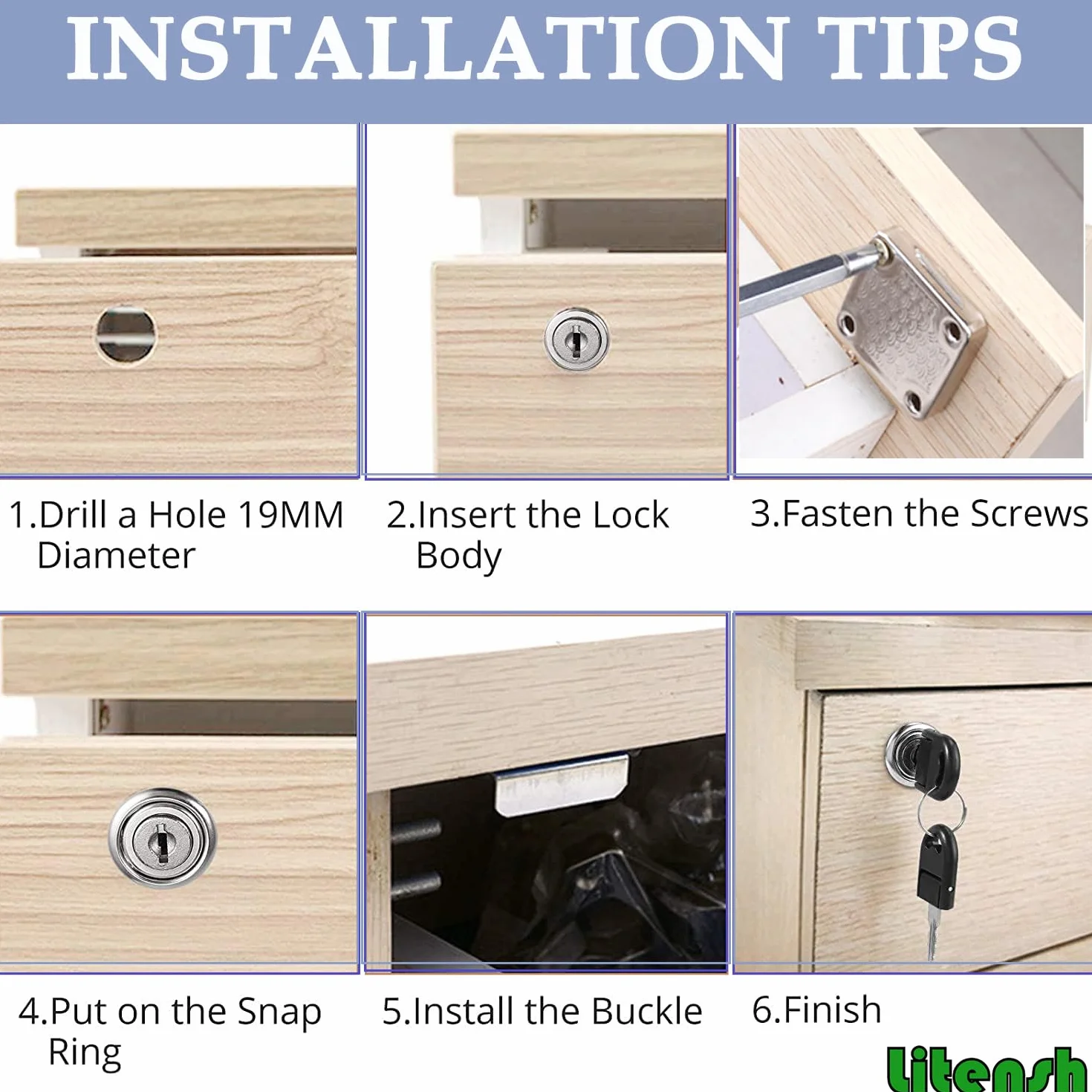 Cam Lock 22mm Cerradura de Seguridad para Gabinete con Llave Muebles Armario Buzón