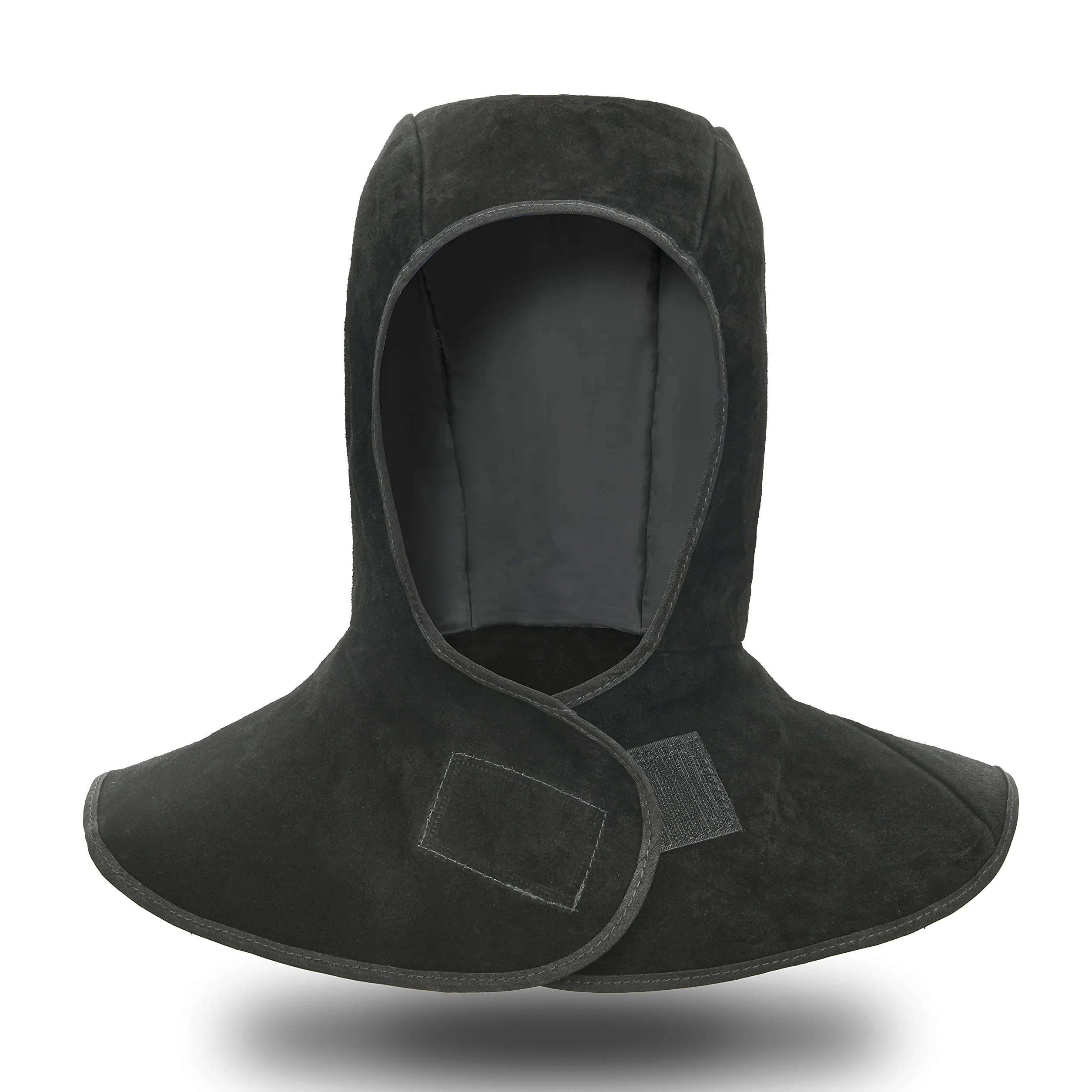 Capucha de soldadura, LeaSeek Casco de soldadura de cuero de vaca dividido con protección para el cuello y los hombros, protección para la cabeza, Casco de soldador negro, Capucha de soldador (negro)