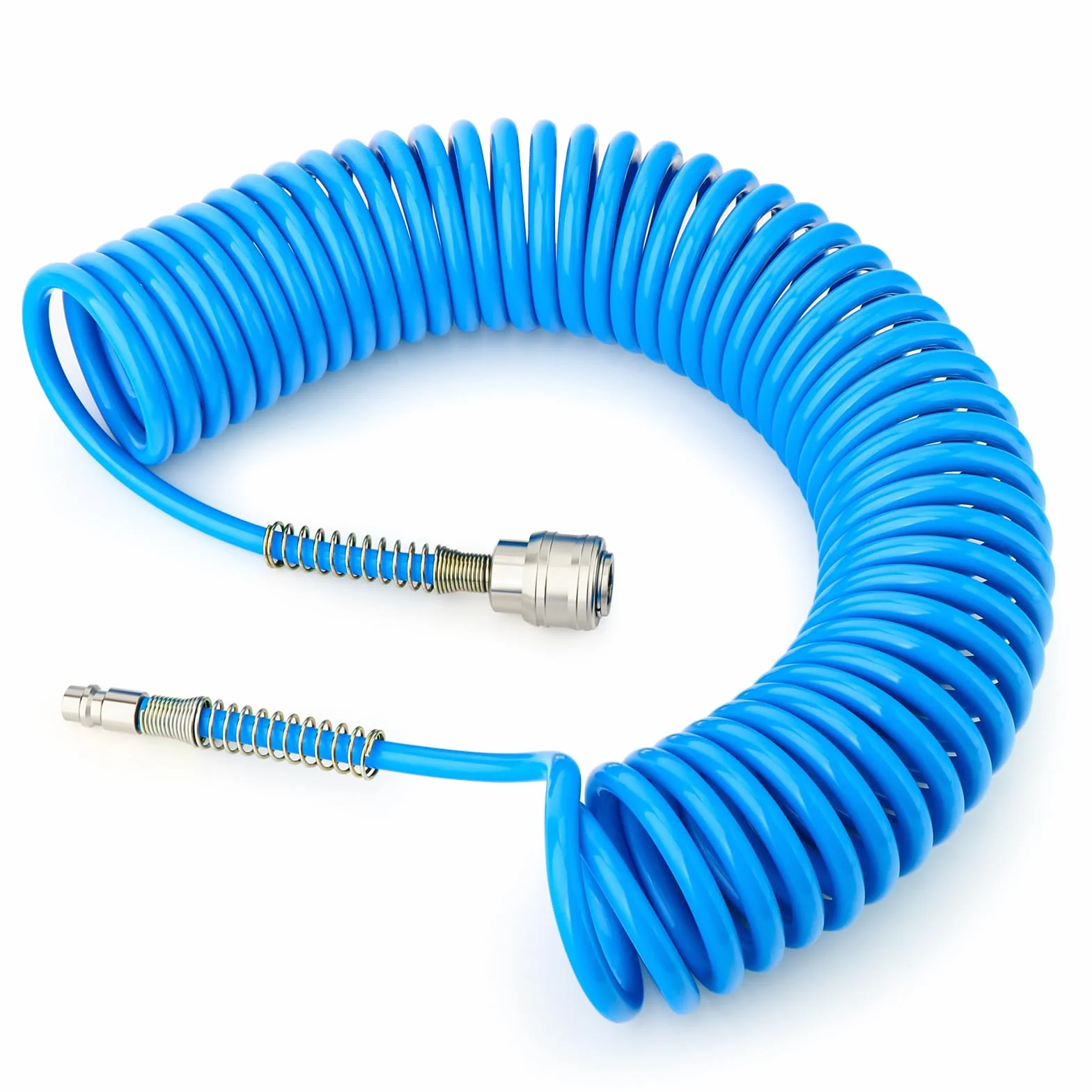 GASHER 1/4" x 10m Manguera de aire de poliuretano de 8mm de diámetro exterior con limitador de curvatura, acoplador rápido y enchufe de 1/4" Europa, para compresor de aire, azul