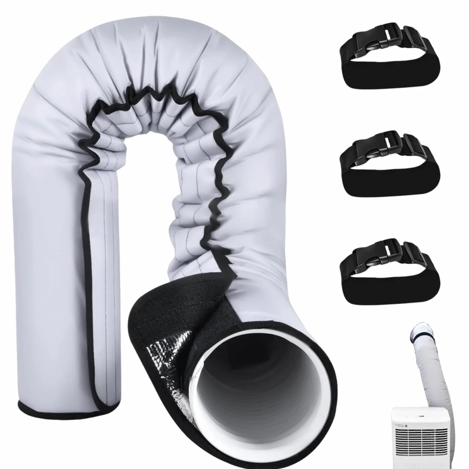 Funda Aislante Para Manguera De Aire Acondicionado | Cubierta Protectora Para Tubo De Escape Y Conducto,Resistente Al Calor, Impermeable Y Portátil Con Correas De Ajuste Para Protección De