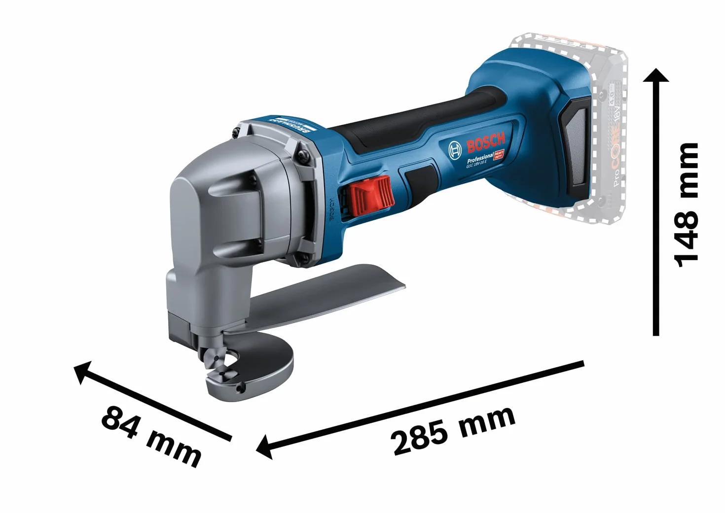 Bosch Professional 18V System cizalla a batería GSC 18V-16 E (potencia 700 W, ancho agarre 156 mm, tecnología motor sin escobillas, incl. 2 baterías 4.0Ah ProCORE, cargador rápido GAL 18V-40, L-BOXX)