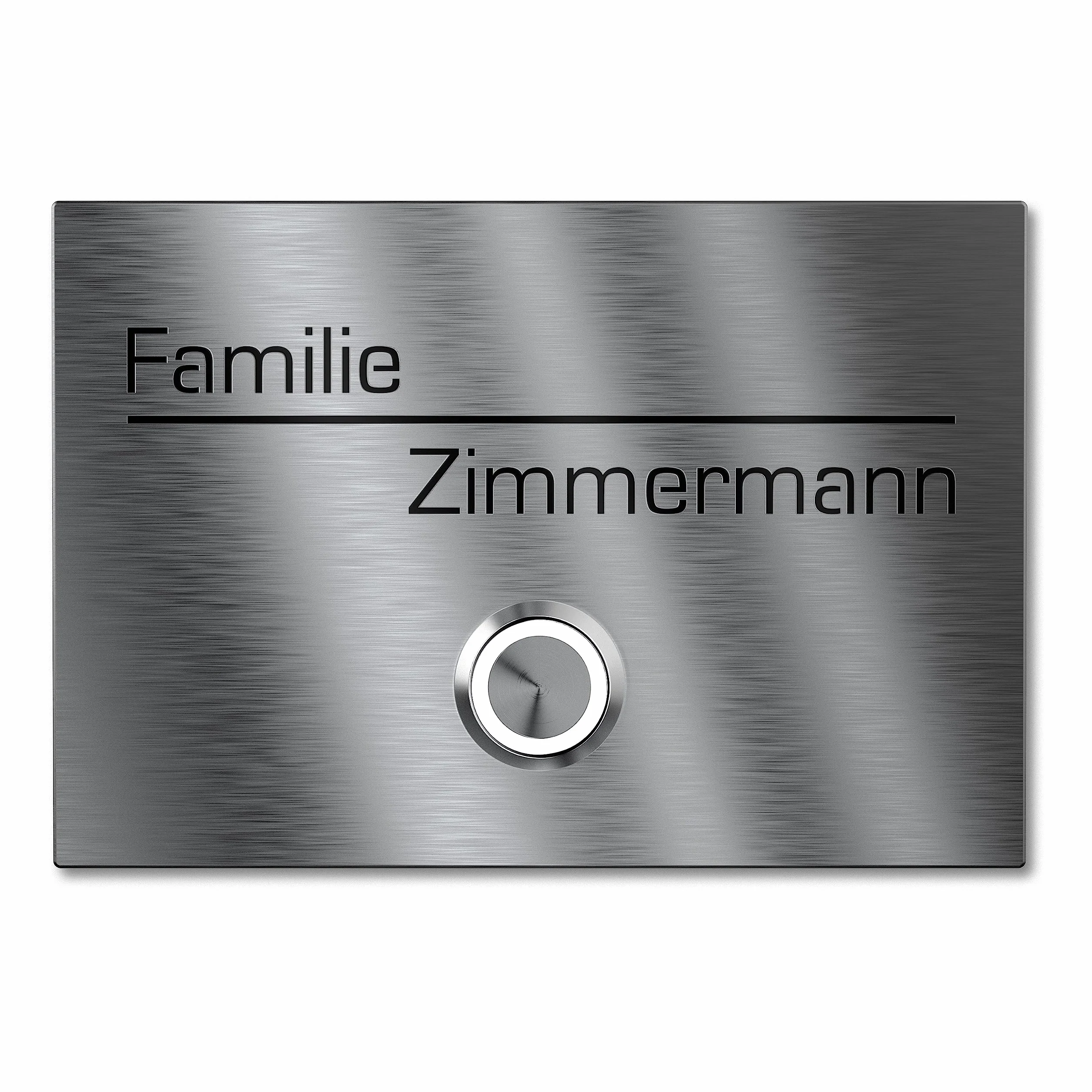 Placa de Timbre Graviers Design – Montaje en Superficie o Empotrado – Acero Inoxidable – Grabado Láser – Pulsador LED a Elegir – 80x60 a 160x120mm