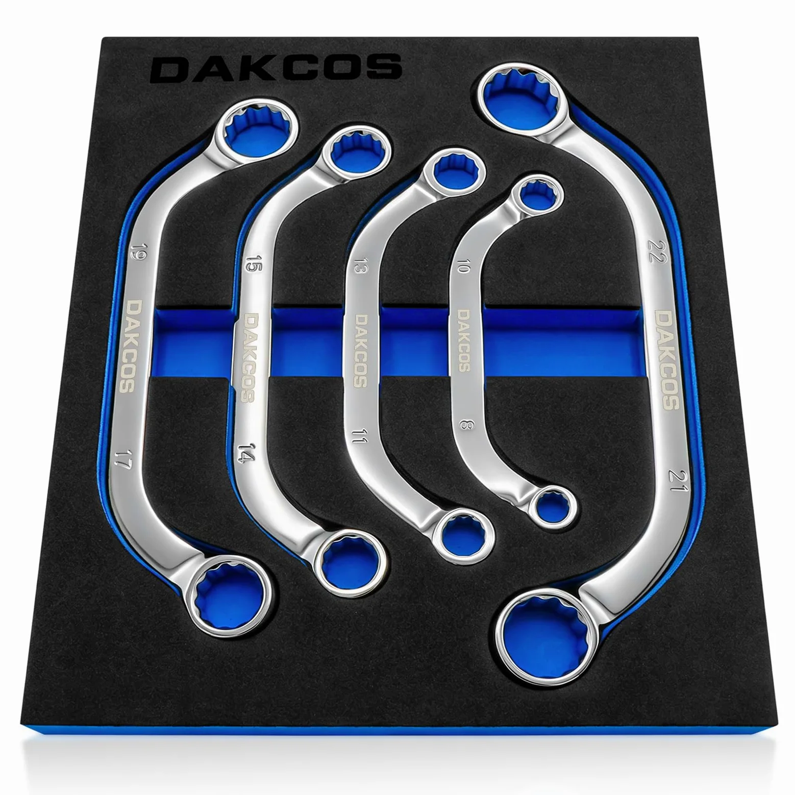 DAKCOS 5 piezas Juego de llaves de arranque y llaves de bloqueo, juego de llaves de doble anillo, juego de llaves de anillo en forma de C, 8 x 10-21 x 22 mm, CR-V