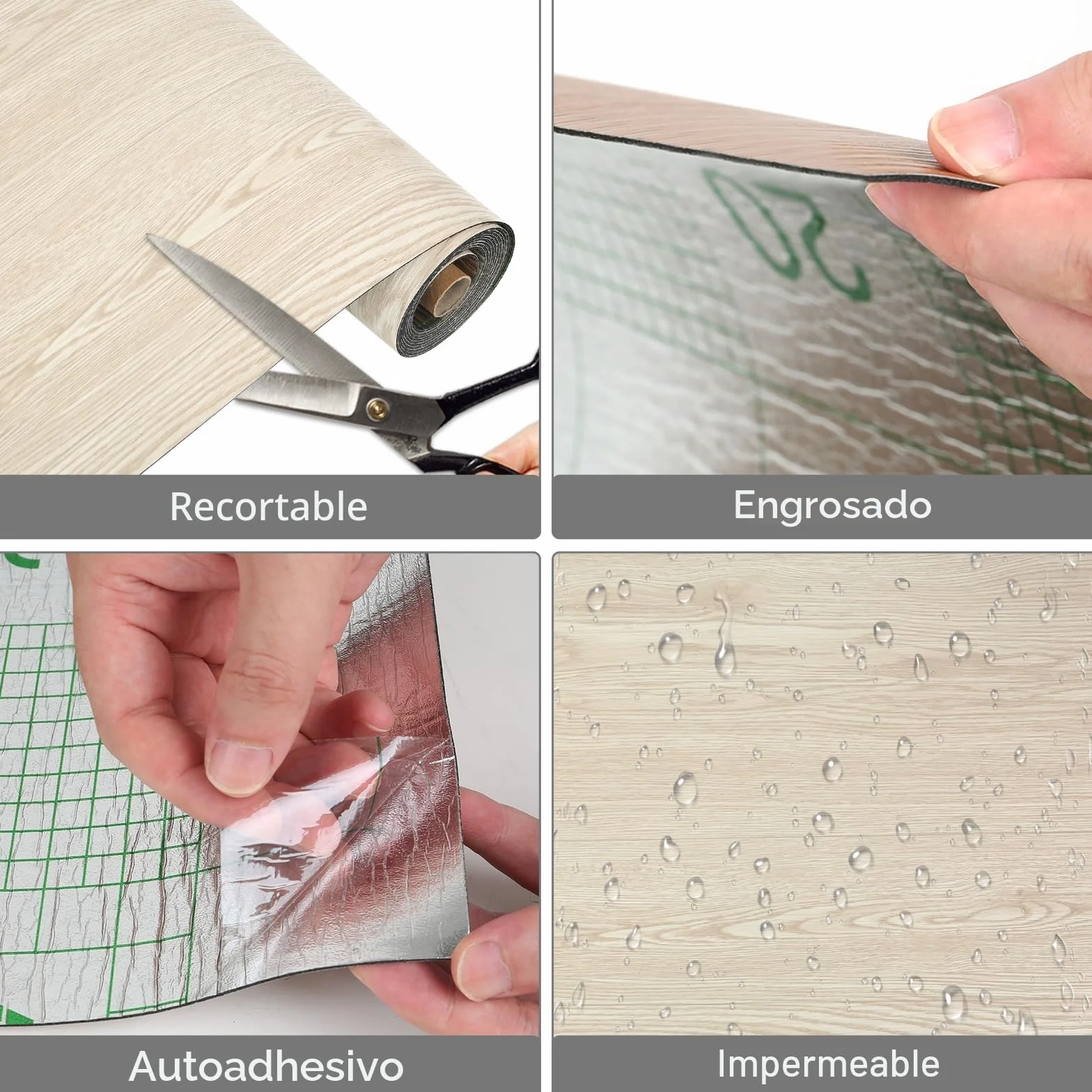 Revestimiento de Suelo de PVC Autoadhesivo, Suelo de Vinilo Decorativo Efecto de madera, 15mm Grosor, Antideslizante, Impermeable, 40 x 300cm, 1,2 m (Madera Beige-amarillo)