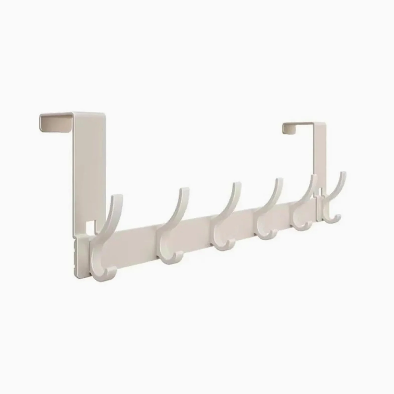 Ganchos para colgar en la puerta Ganchos blancos for puerta, 6 ganchos, sección corta, sin perforar, for colgar en la puerta de entrada.(Beige)