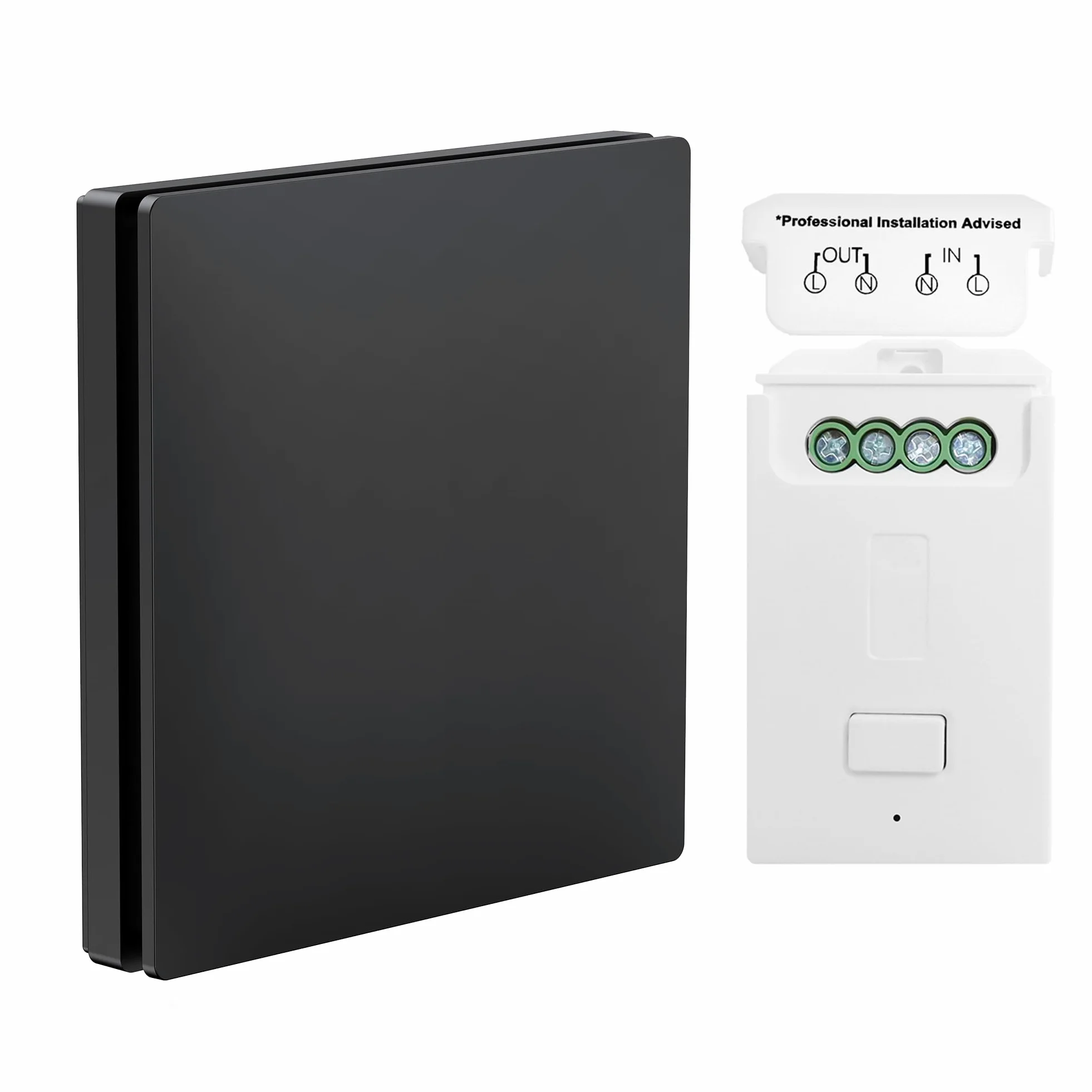 Kit de interruptor inalámbrico cinético negro, interruptor de botón impermeable IP65, encendido/apagado para luces (kit de interruptor de versión RF negra)