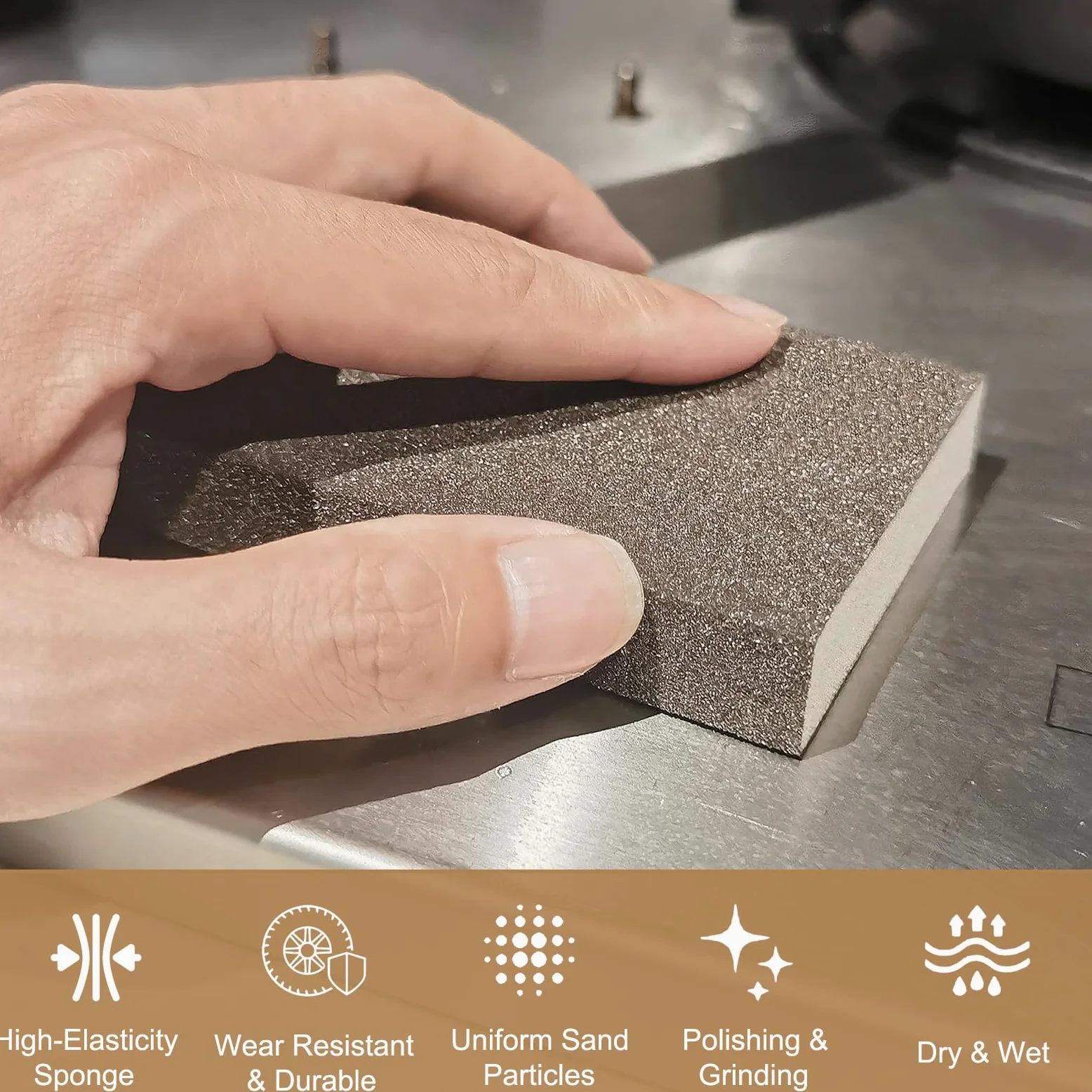 6 bloques de lijado, lavables y reutilizables, ideales para ollas, cepillo, sartén, esponja, gafas, lijado, madera, lijado de metal (grano 220)