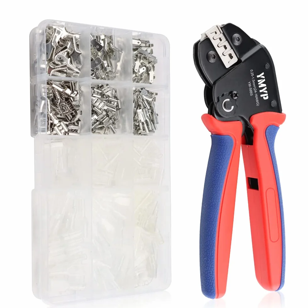 Crimpadora Pinzas para Crimpar con 330 PCS - 0.25-1.5mm² para conectores AMP-TE 2.8/4.0/4.8/6.3 JST-SM2.54/XH2.54/VH3.96 y Molex - Alicates herramientas de crimpado