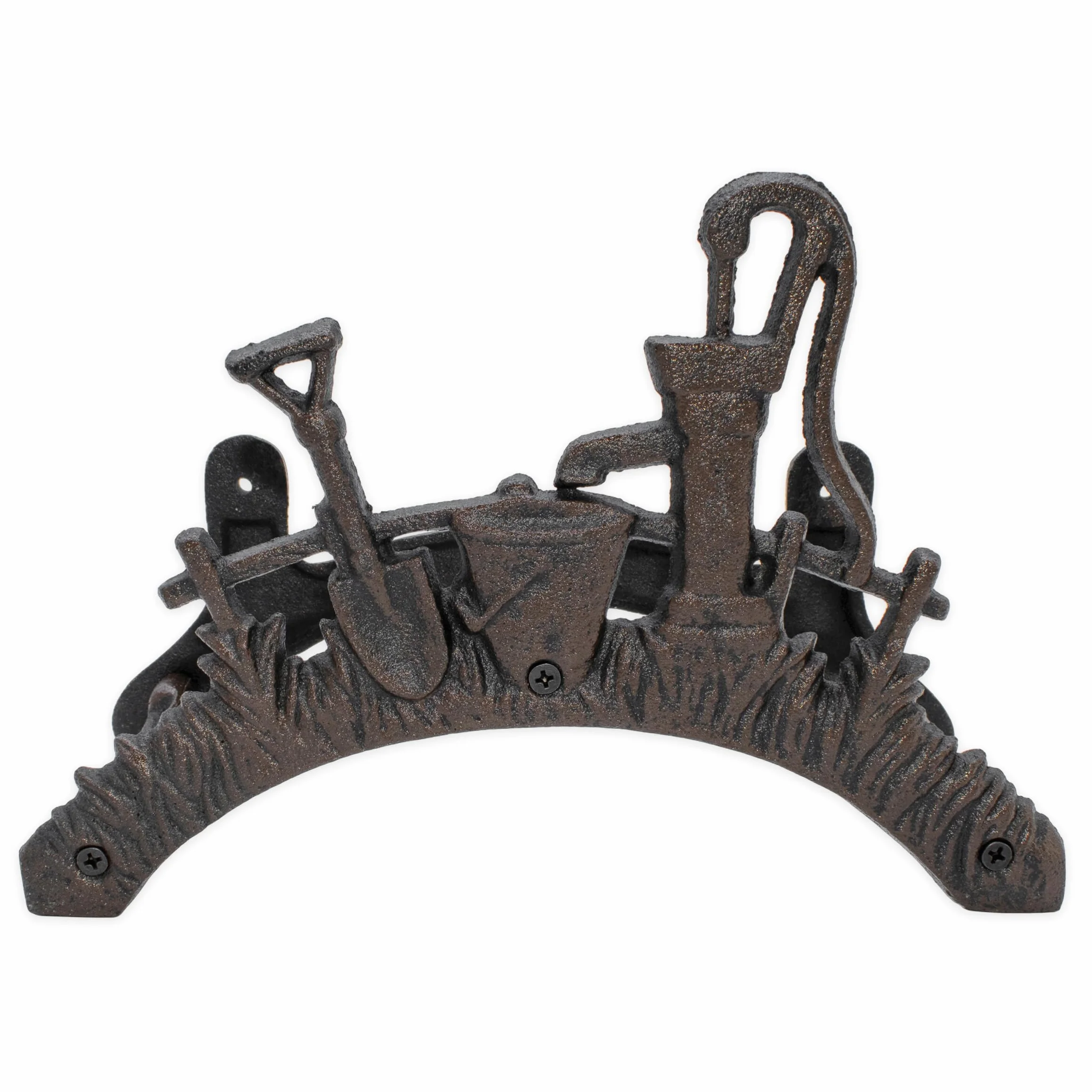 Soporte de pared para manguera de hierro fundido, 29 x 18,5 x 14 cm, soporte de pared de metal antiguo