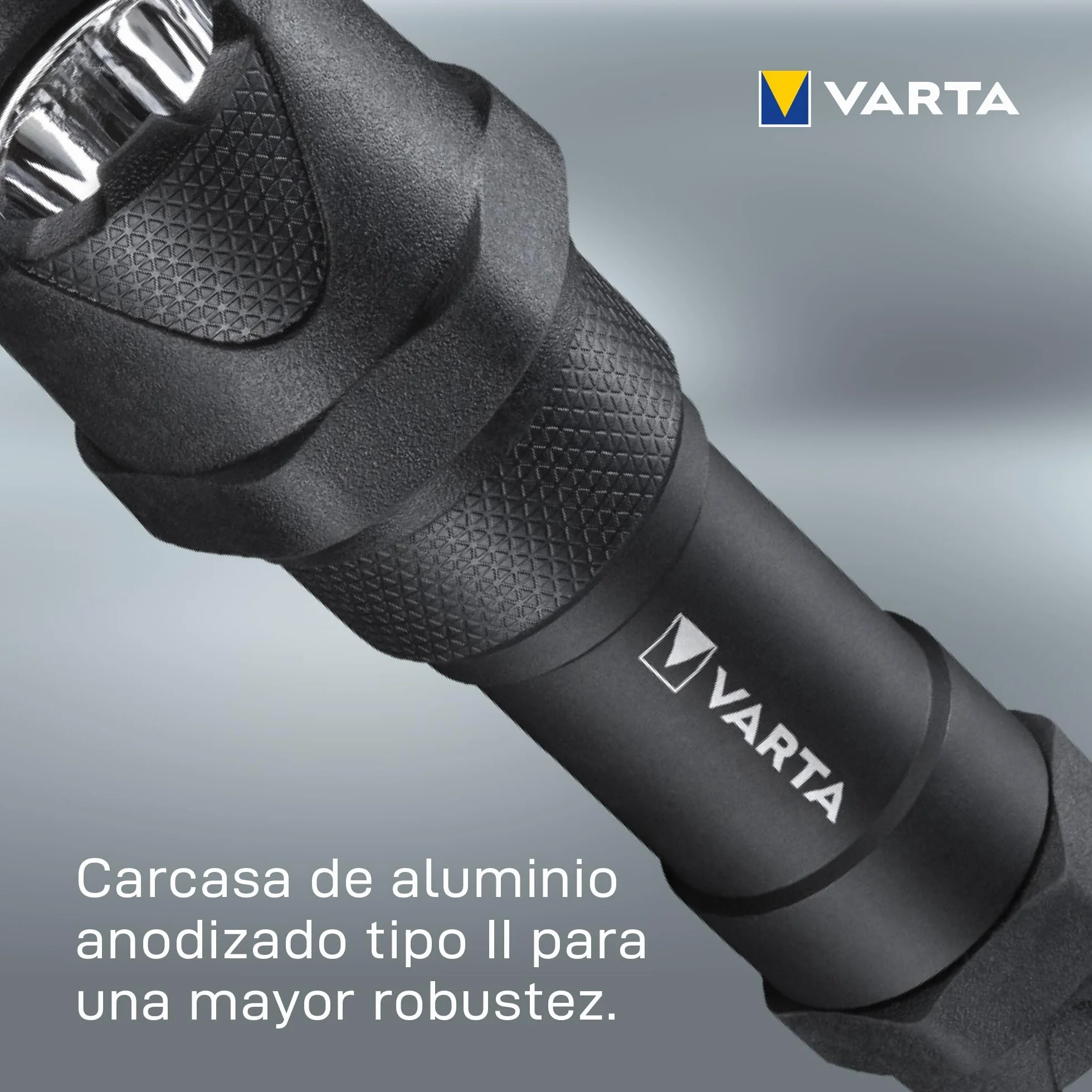 VARTA Indestructible F10 Pro 3,5 Vatios LED Linterna/Linterna de trabajo, incluye 3 pilas AAA de larga duración, resistente al agua y al polvo, absorbe impactos, carcasa de aluminio anodizado, negro